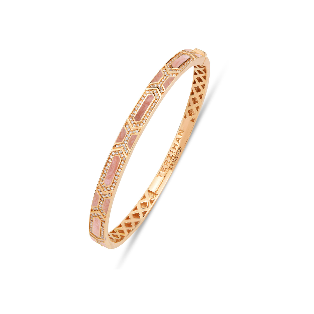 Shield Slim Bracelet - Pink Enamel