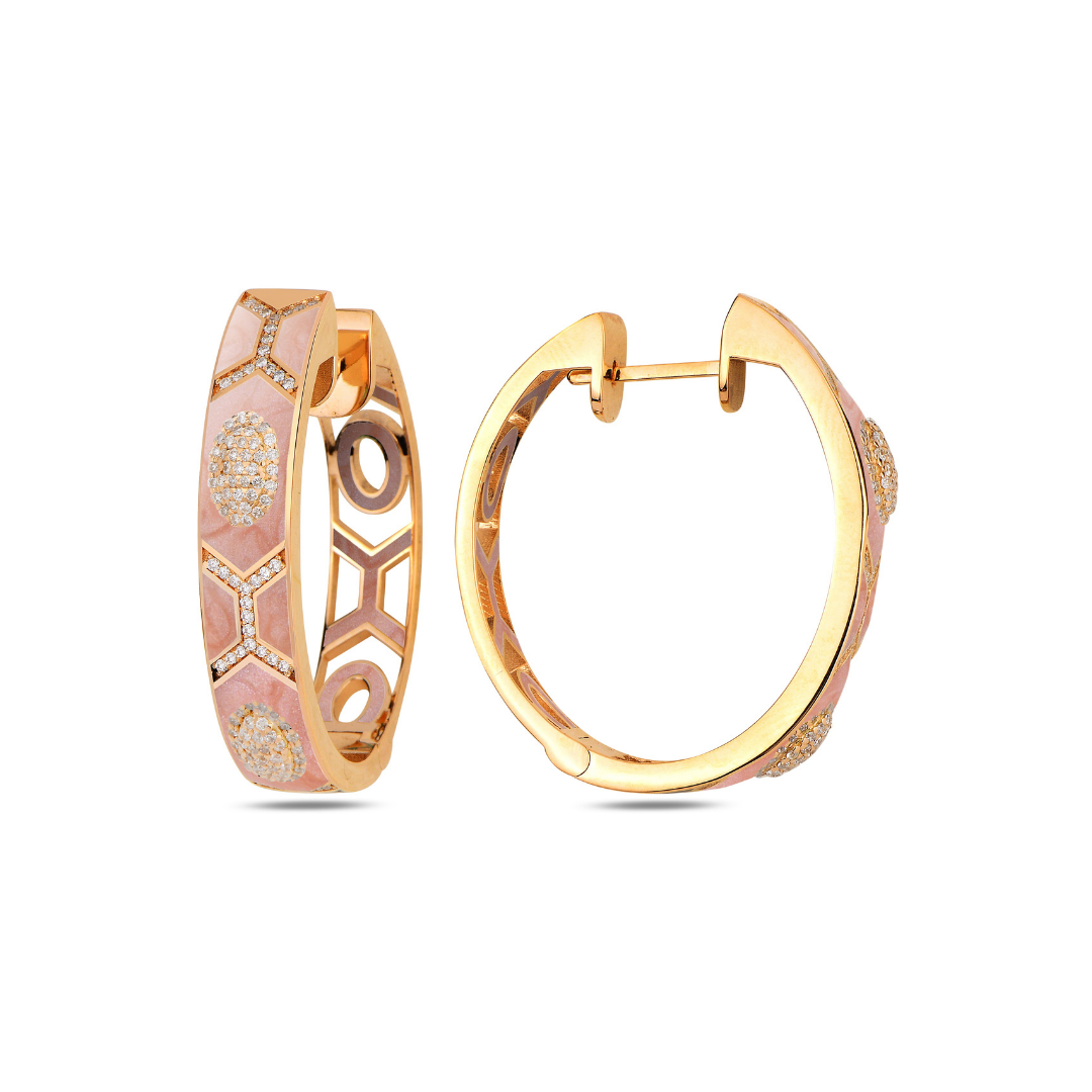 Shield Maxi Hoops Pink Enamel