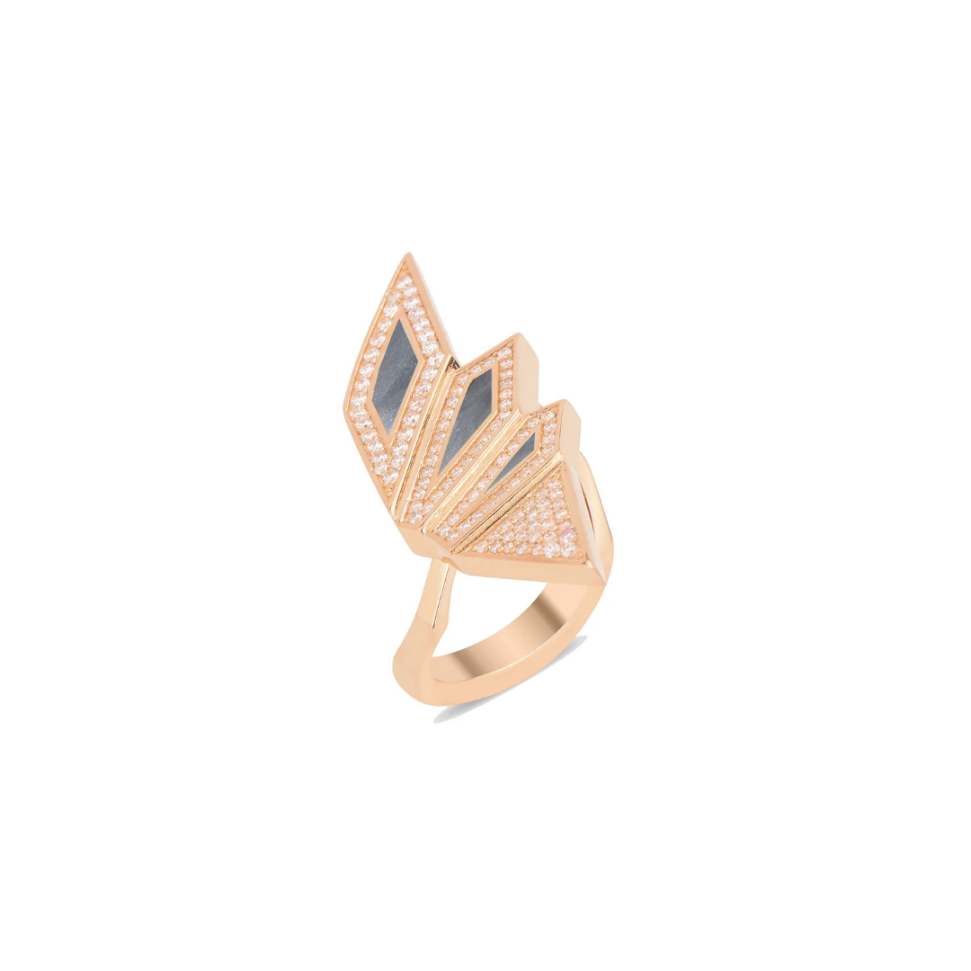Alis Ring XL Rhodium Enamel