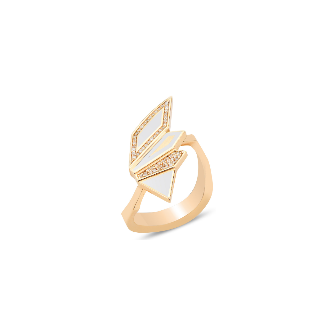 Alis Ring with White Enamel