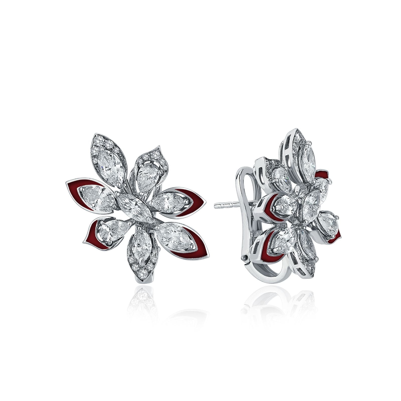 Eclipse Petal Earrings Red Enamel