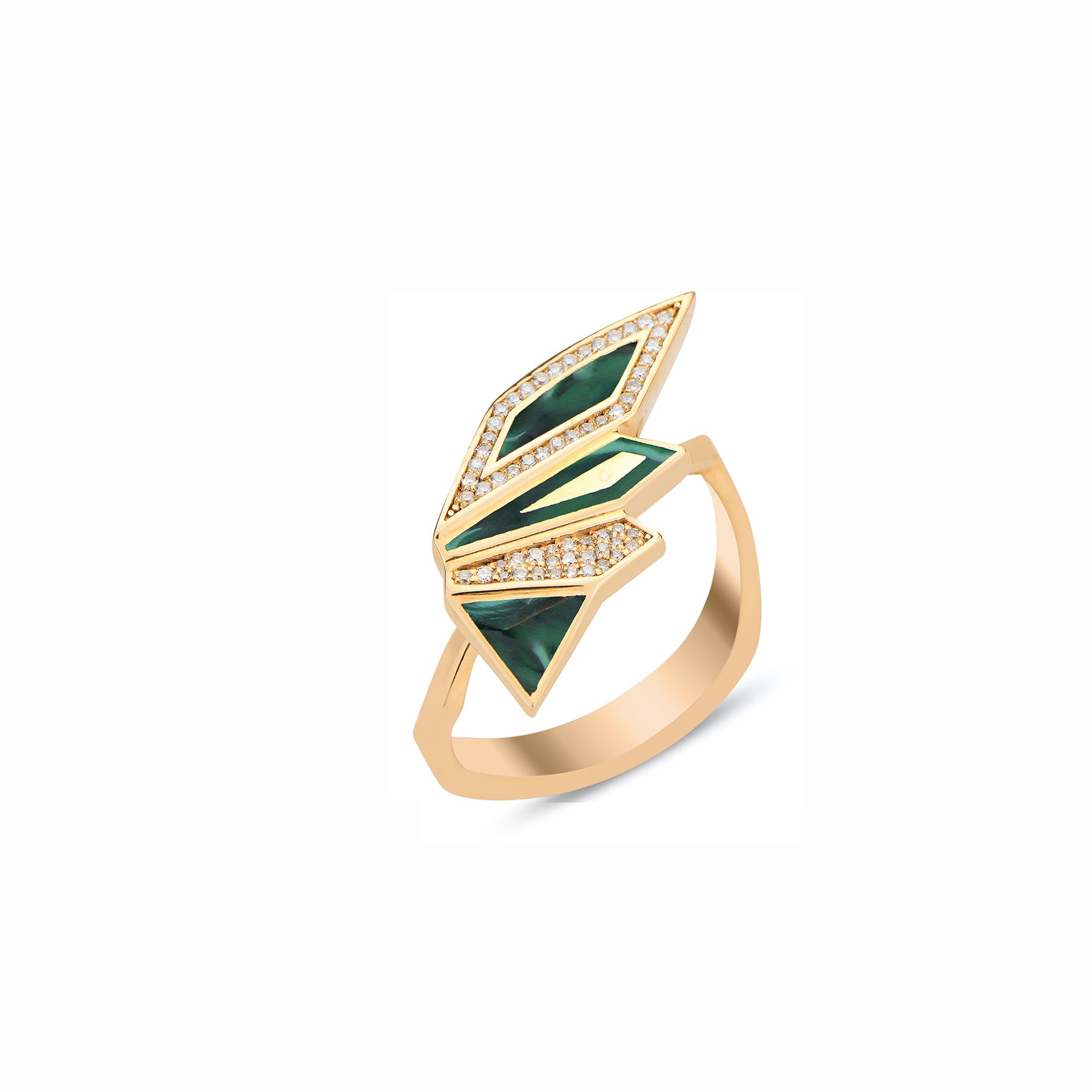 Alis ring with Green Mother of Pearl Enamel