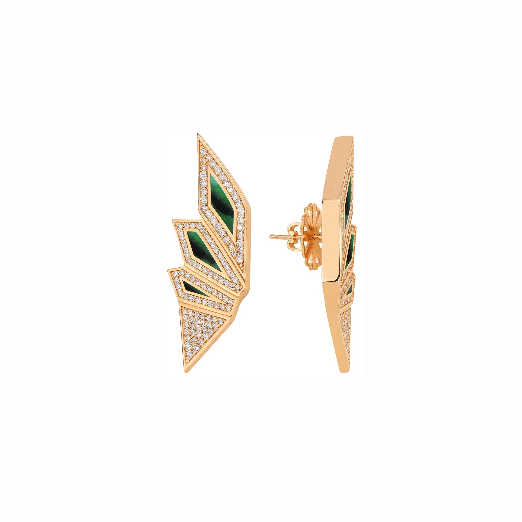 Alis Earrings with Green Mother of Pearl Enamel