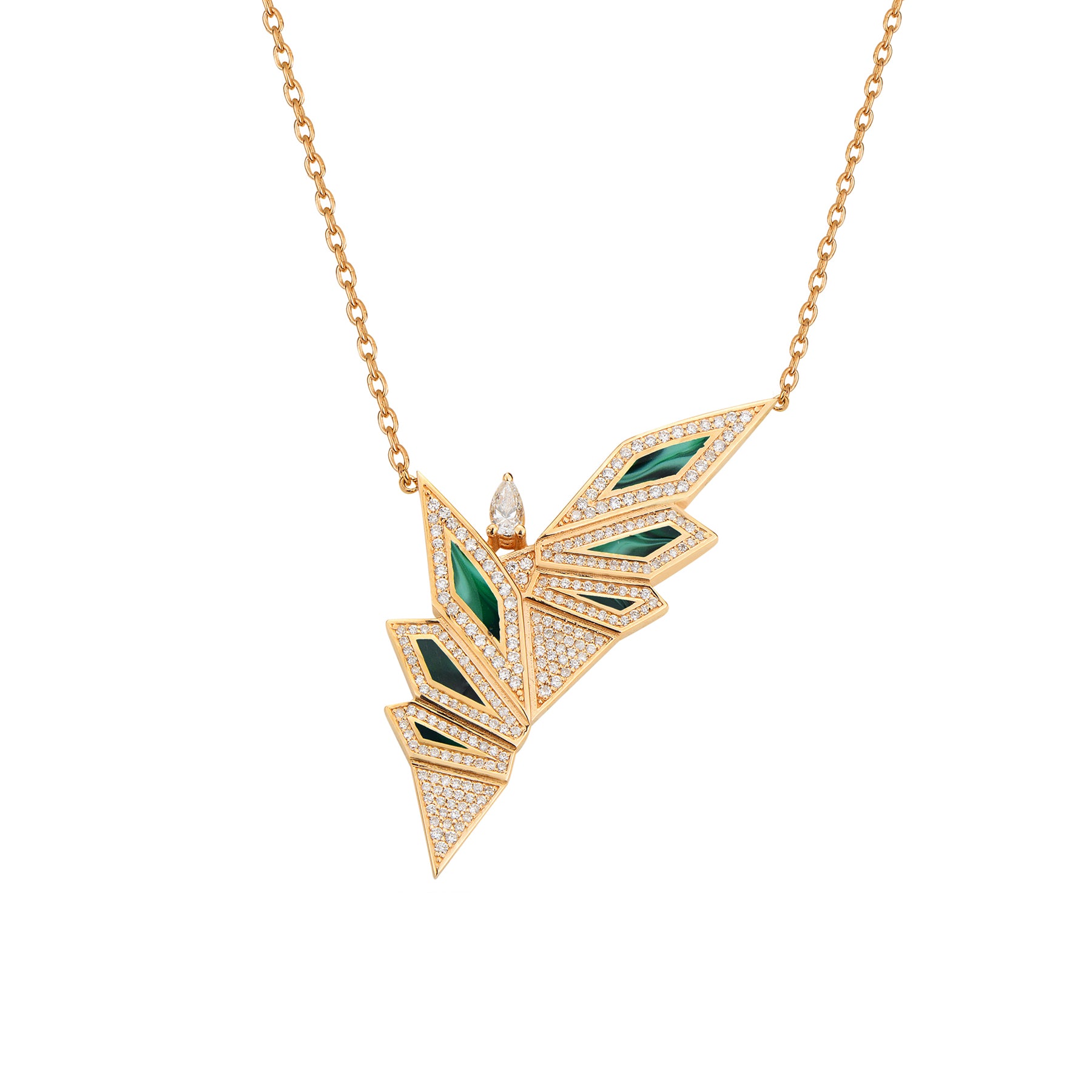 Alis Necklace with Green Mother of Pearl Enamel