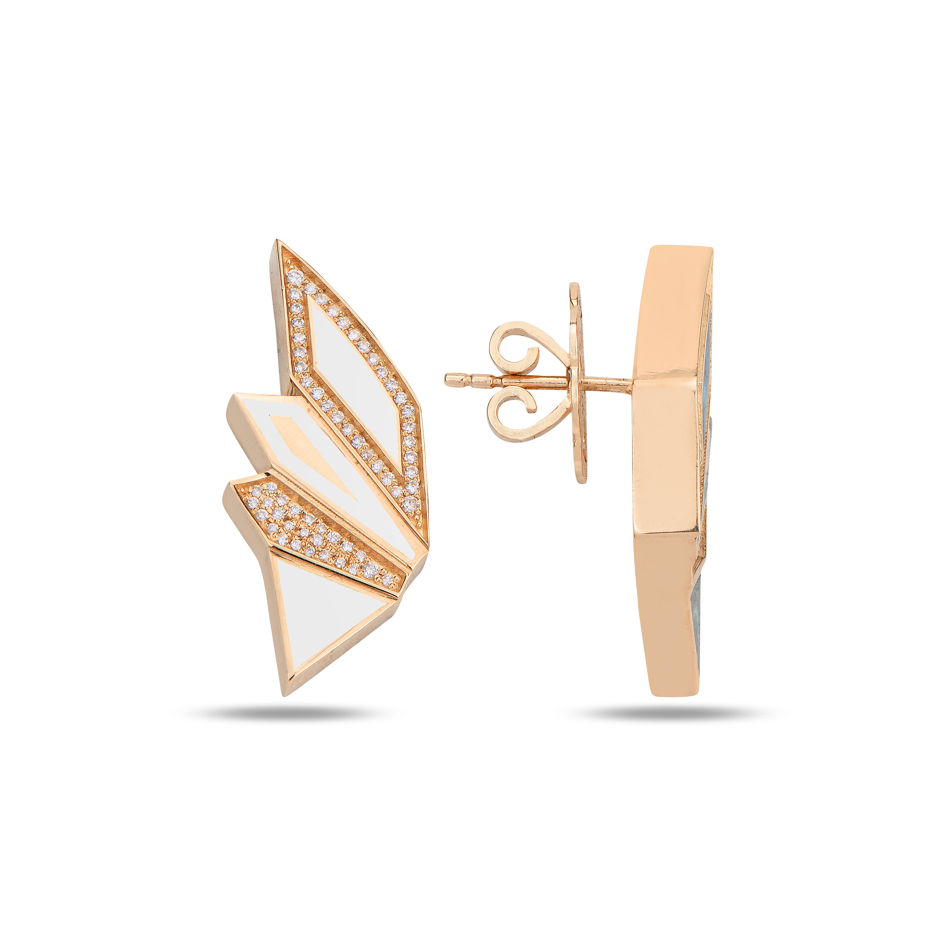 Alis Mini Earrings with White Enamel