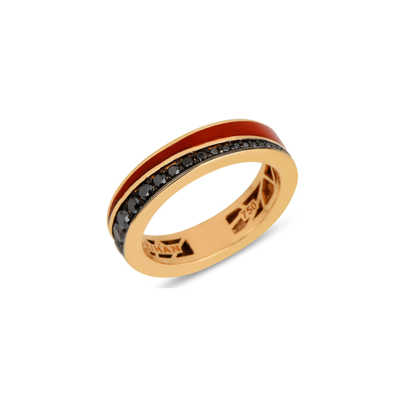 Flow Ring Black Diamonds and Red Enamel