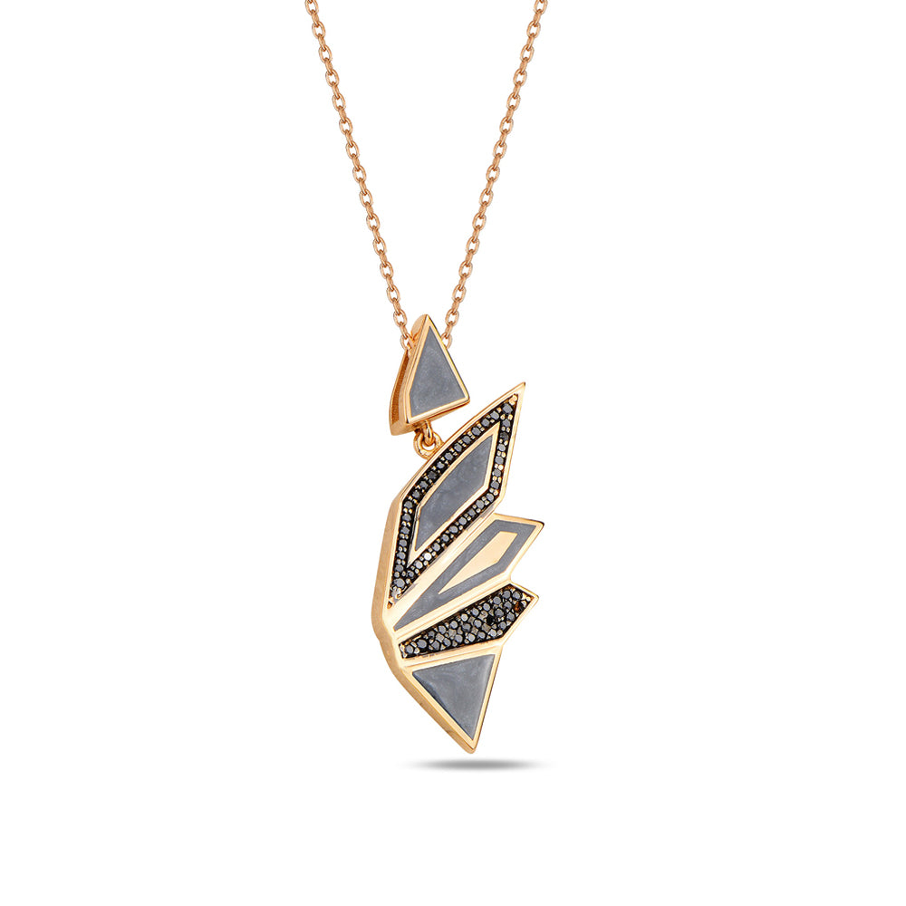 Alis Pendant Black Diamonds and Rhodium Enamel