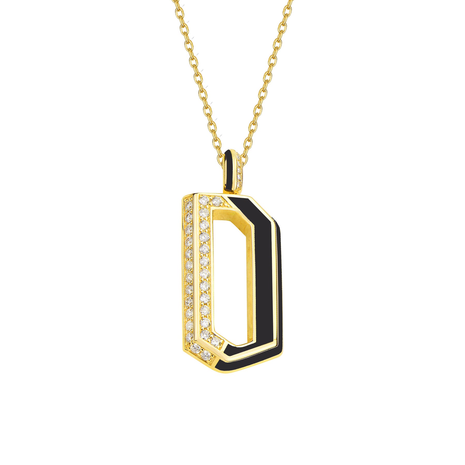 Flow Chain Pendant - Black Enamel