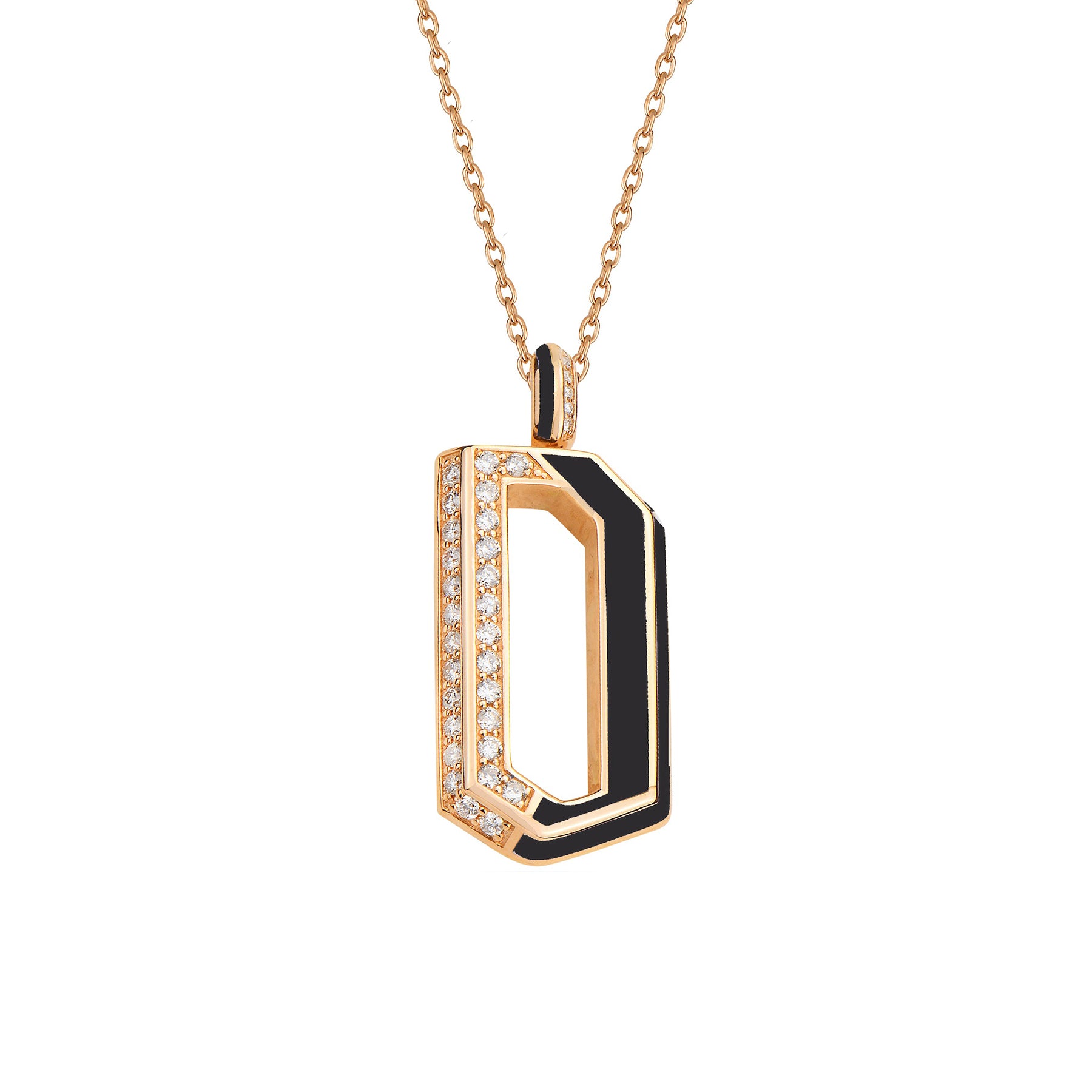 Flow Chain Pendant with Black Enamel