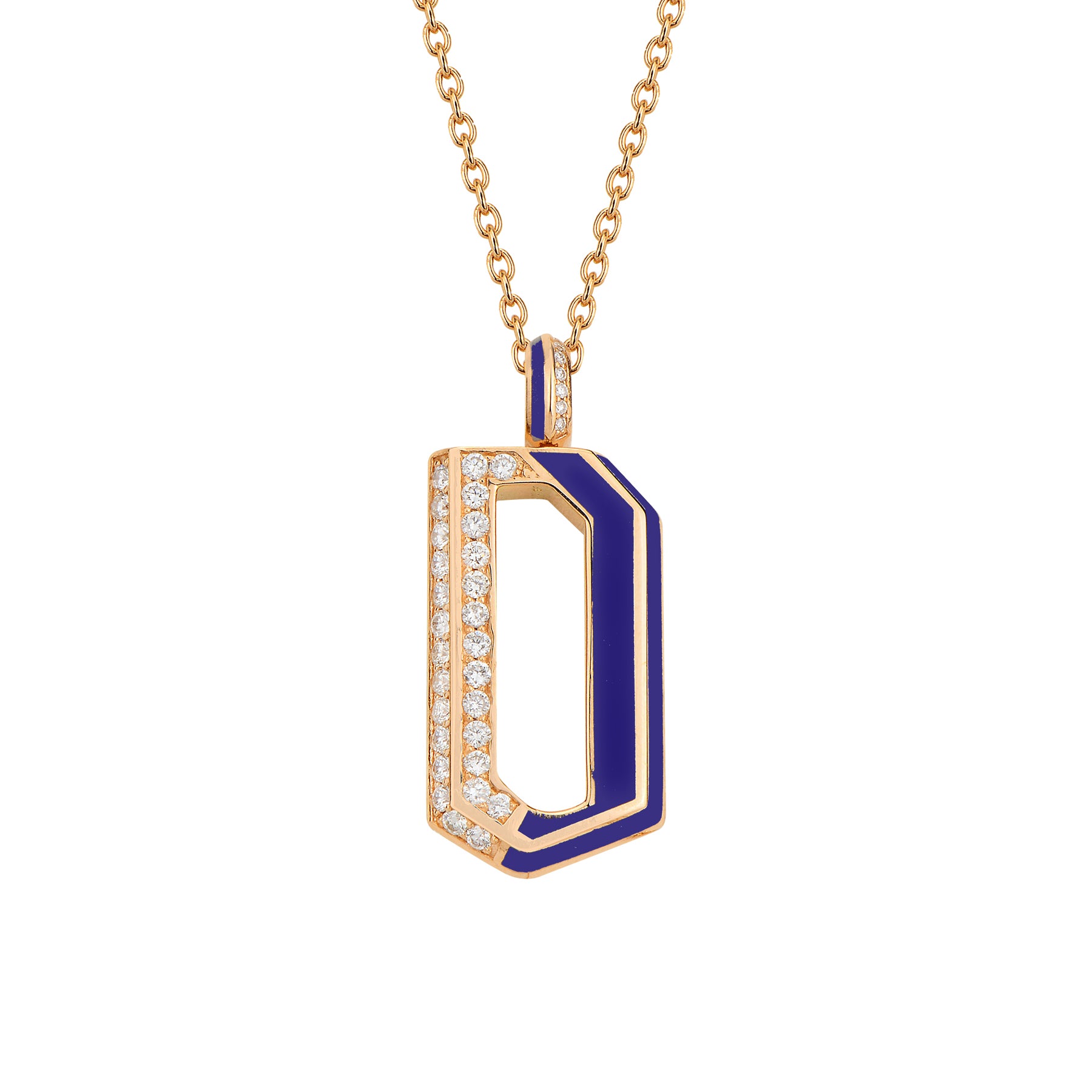 Flow Chain Pendant with Parliament Blue Enamel