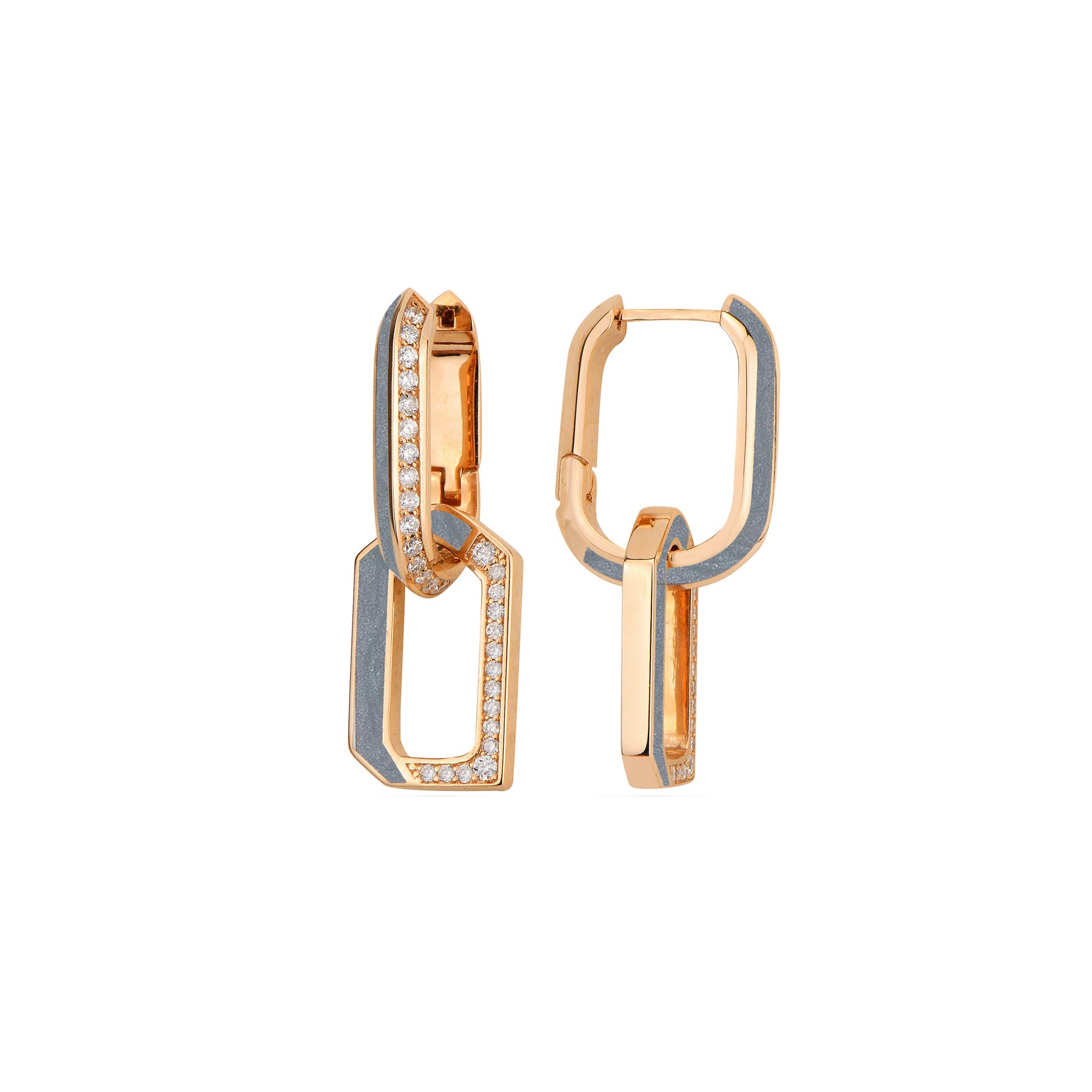 Flow Chain Earrings - Rhodium Enamel