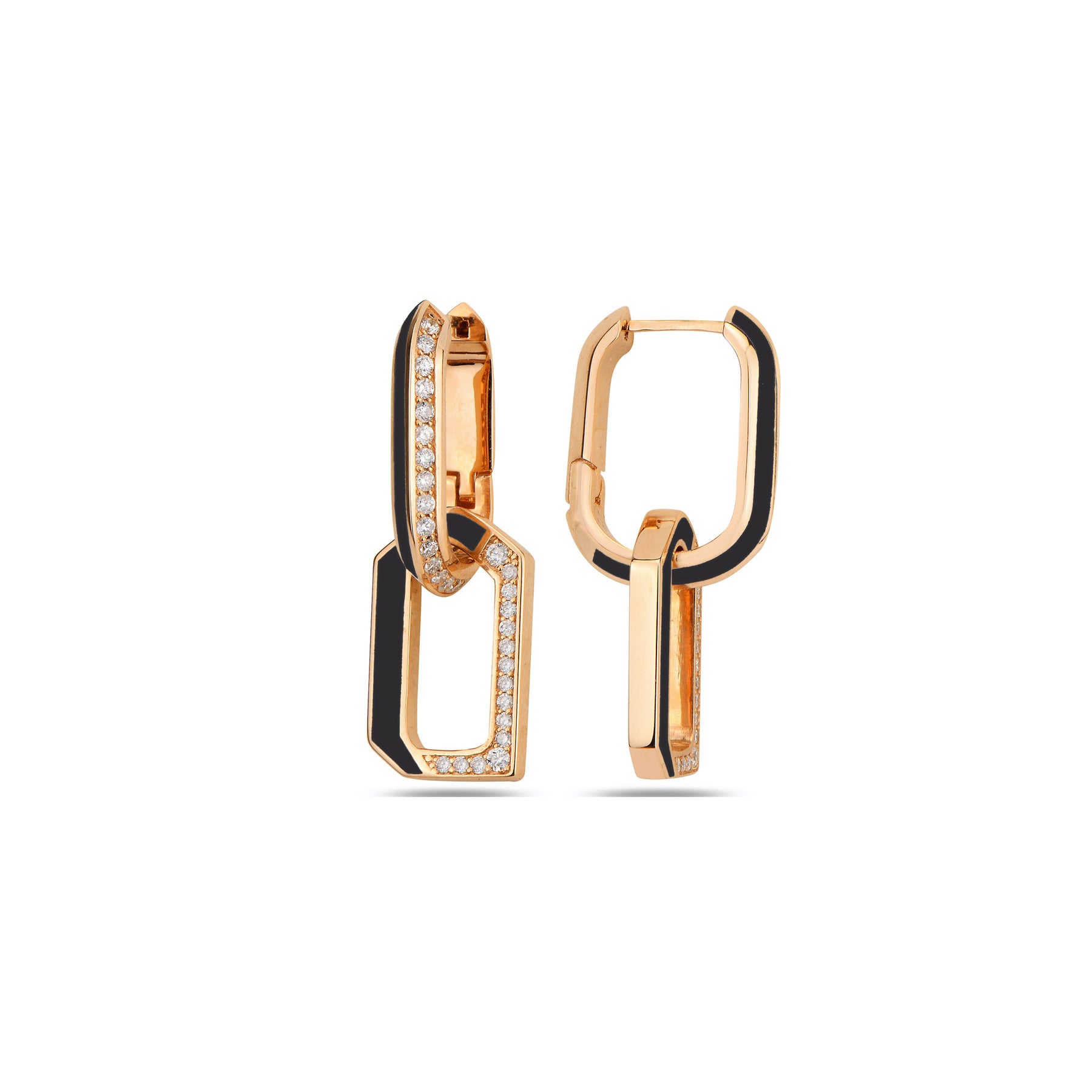 Flow Chain Earrings - Black Enamel