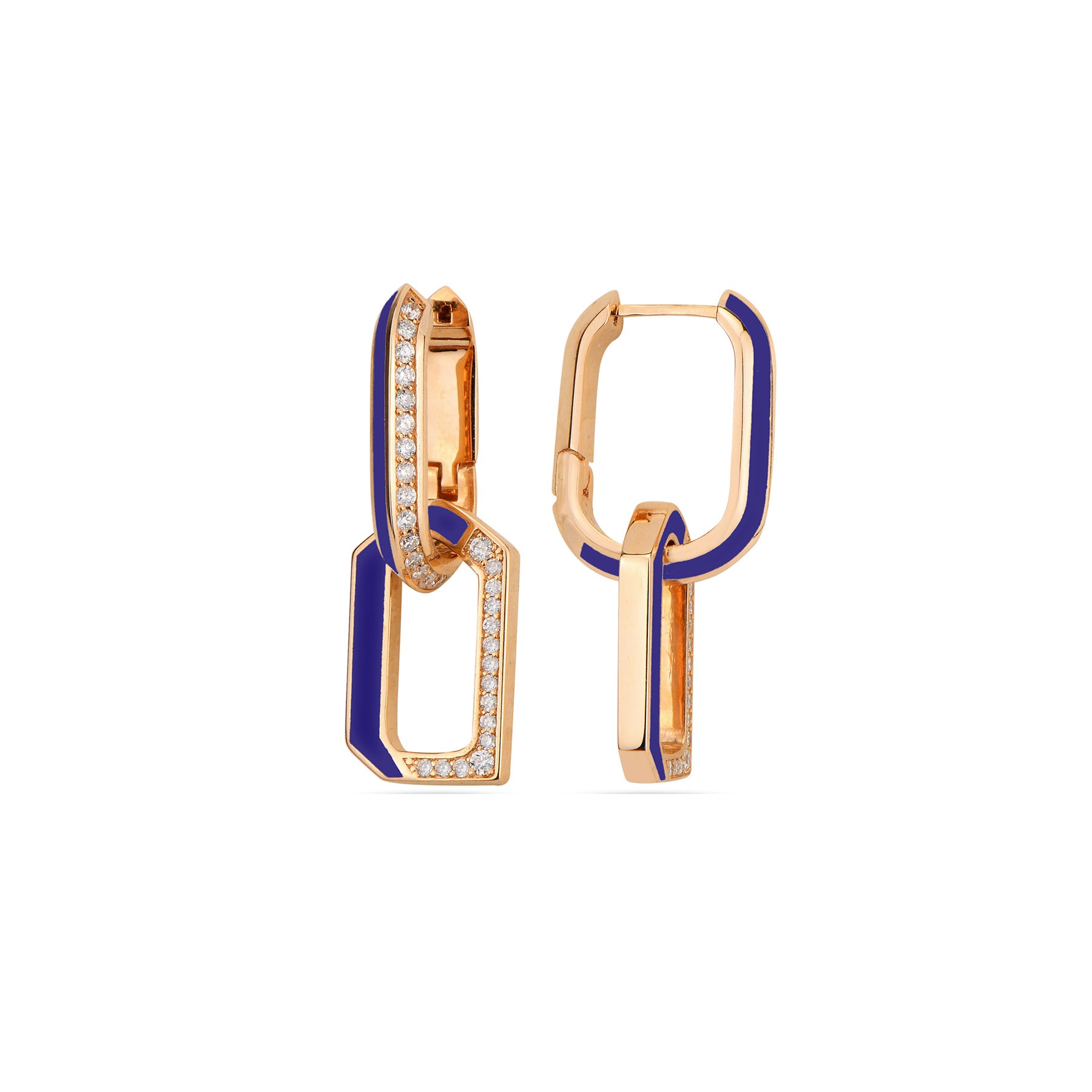 Flow Chain Earrings - Parliament Blue Enamel