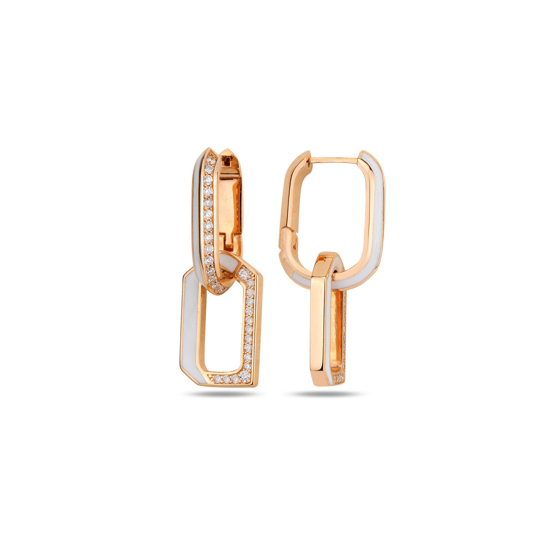 Flow Chain Earrings - White Enamel