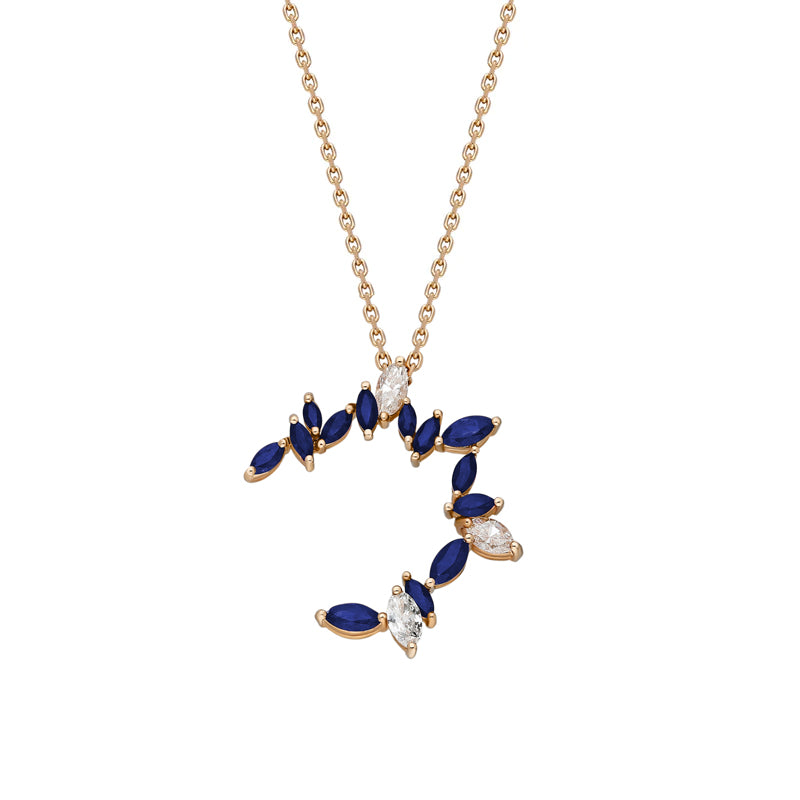 Eterna Asymmetric Pendant with Blue Sapphire