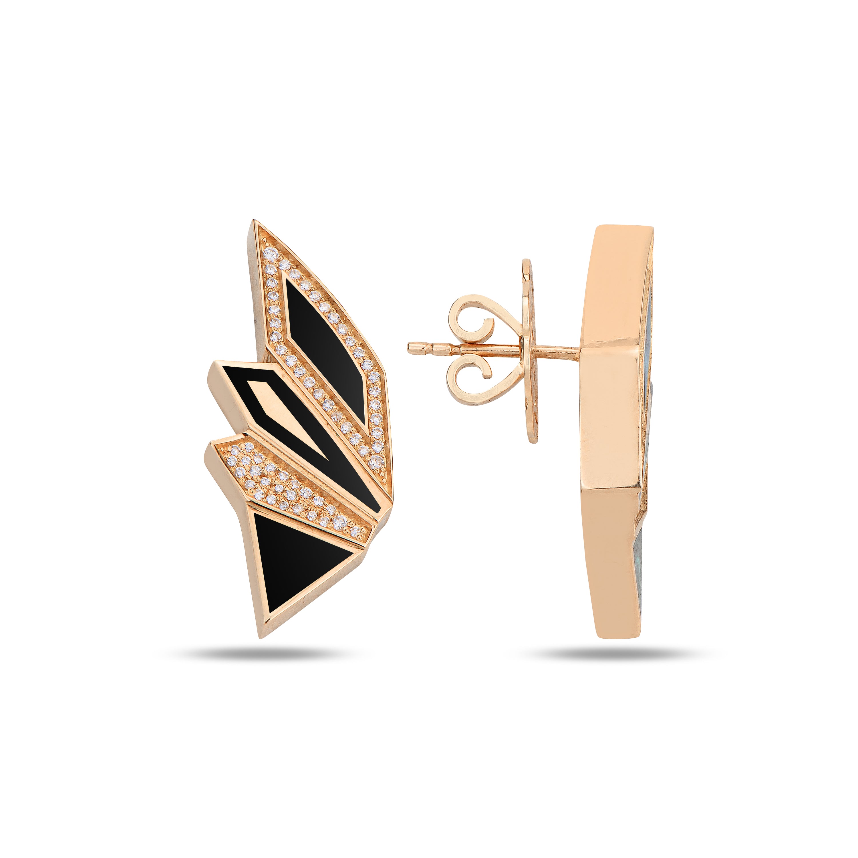 Alis Mini Earrings with Black Enamel