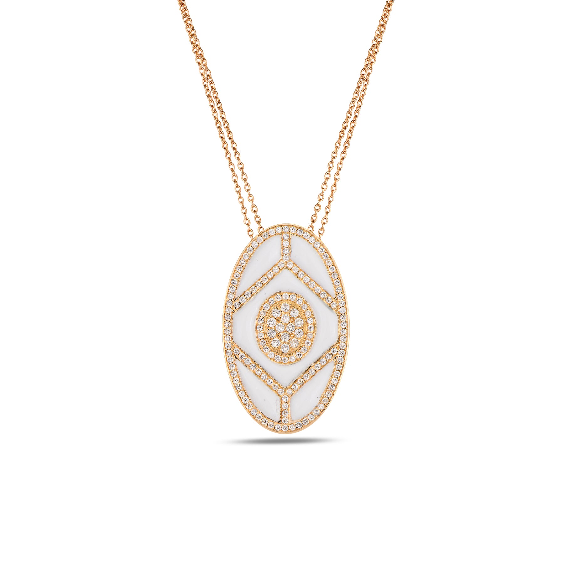 Shield Pendant - White Enamel