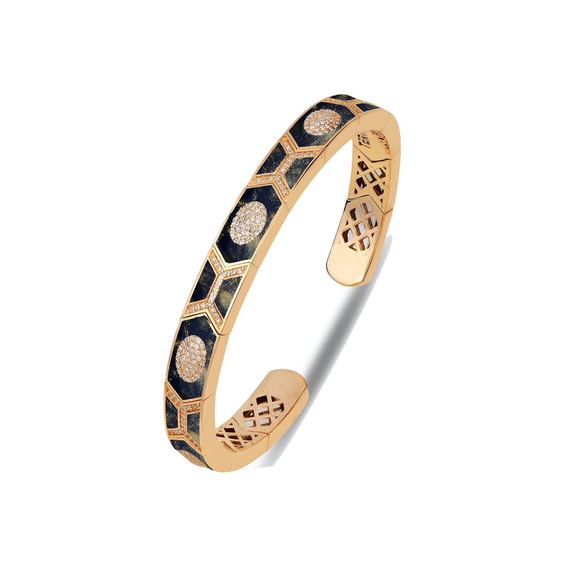 Shield Bracelet - Blue Mother of Pearl Enamel