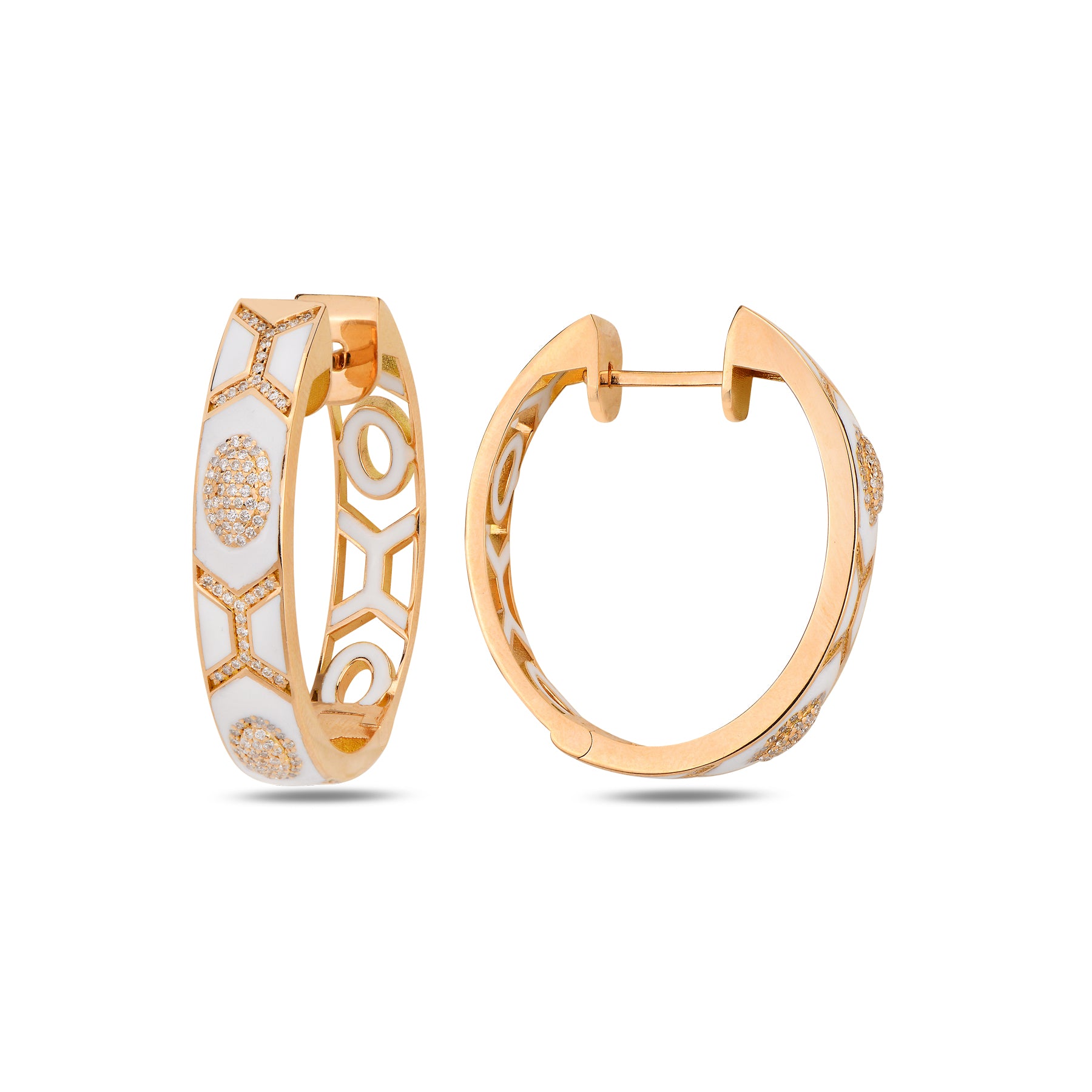 Shield Maxi Hoops with White Enamel