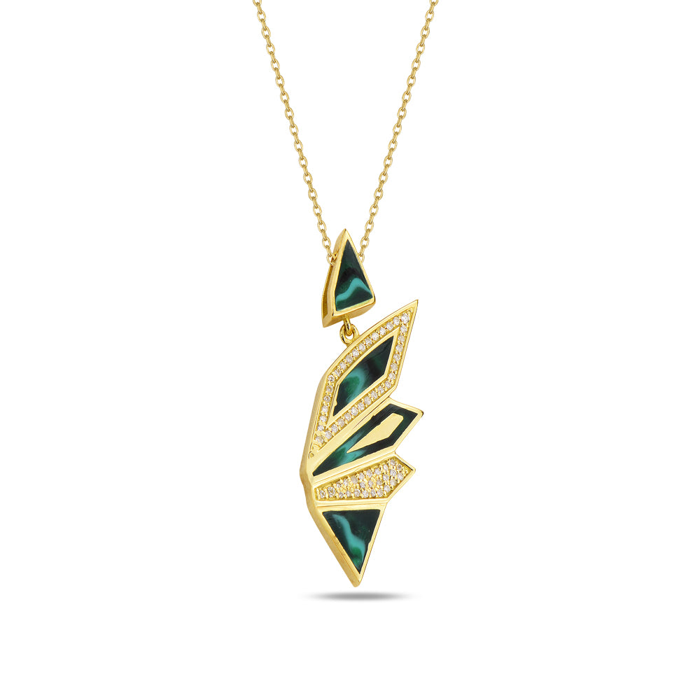 Alis Pendant Black Diamonds and Green Mother of Pearl Enamel