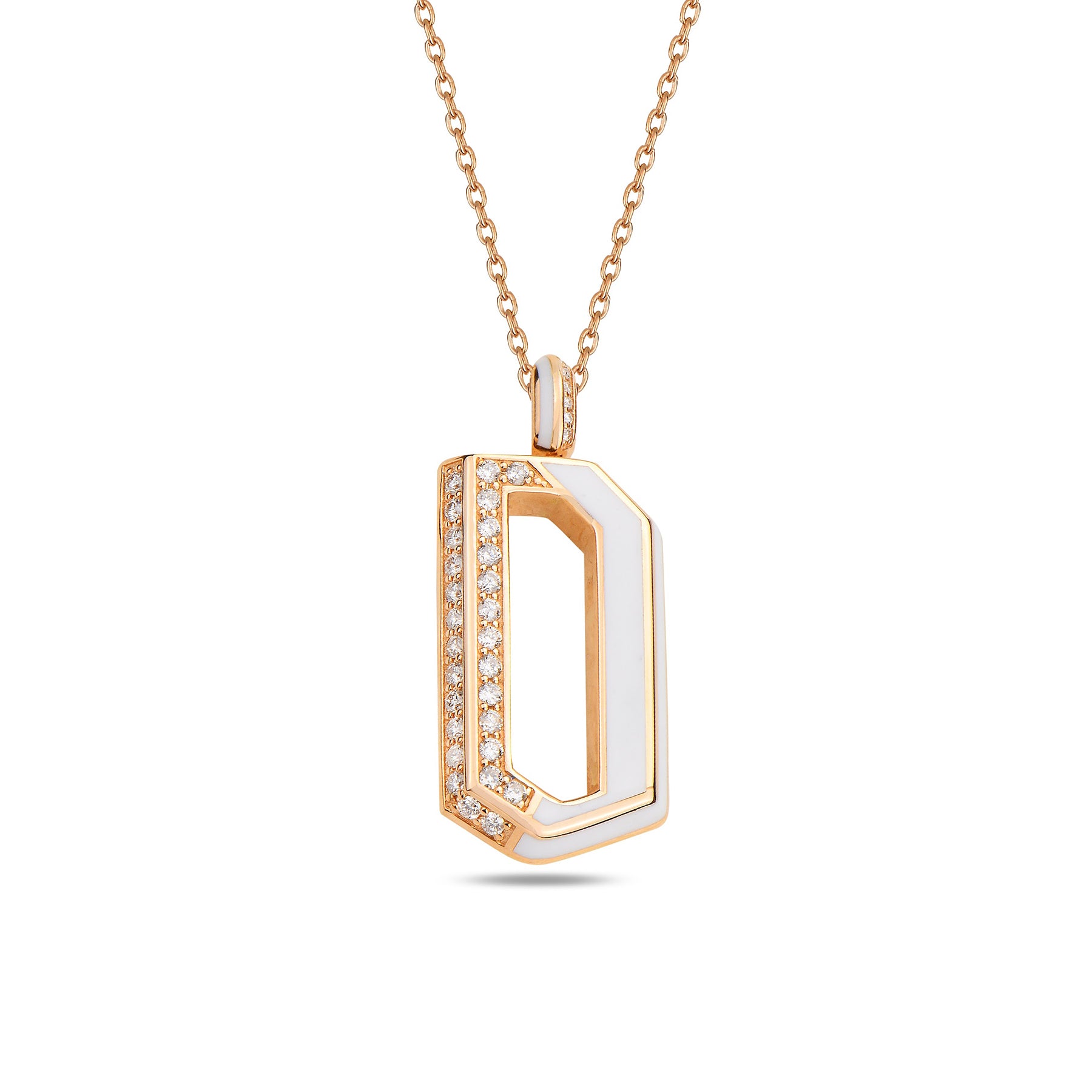 Flow Chain Pendant with White Enamel