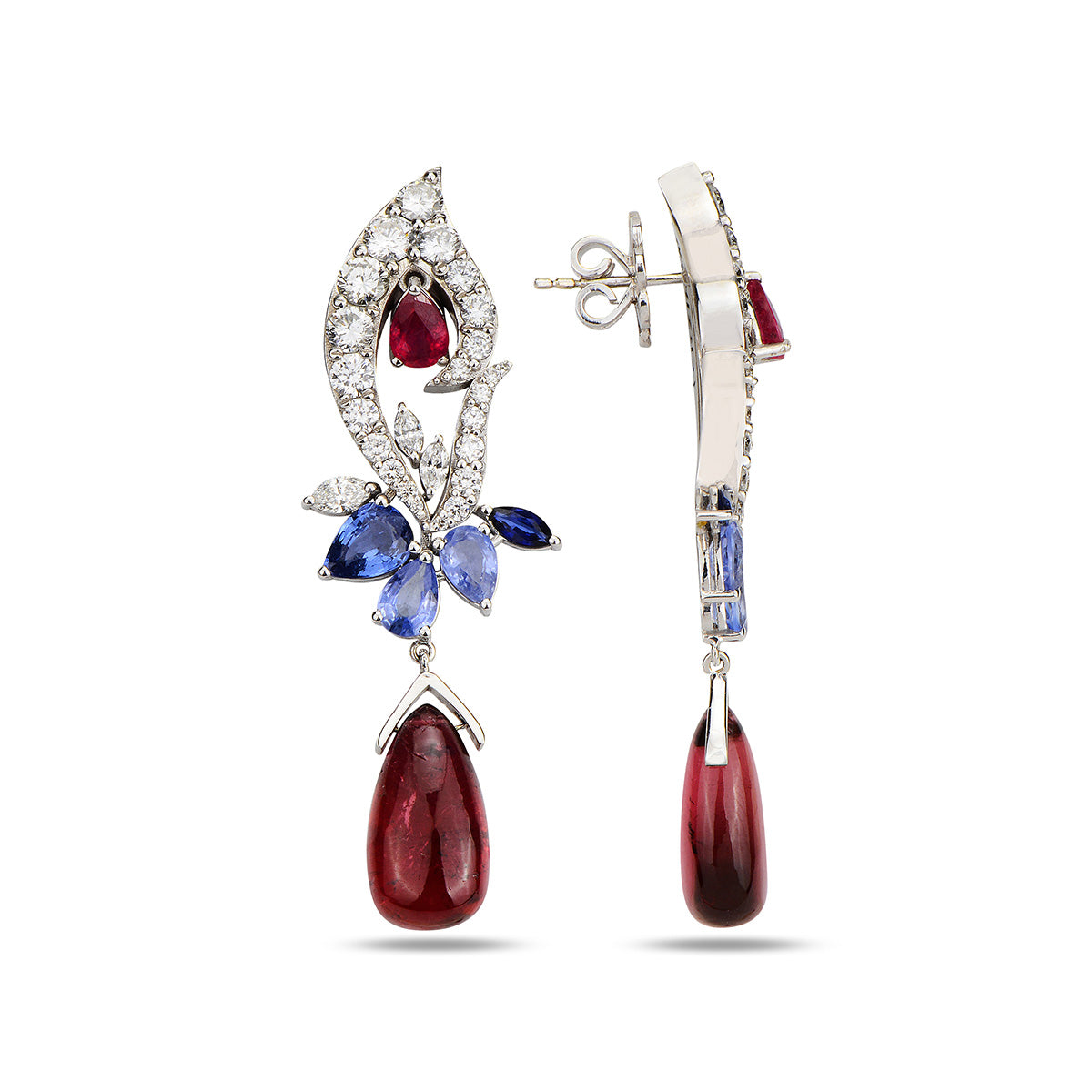 Maki Drop Earrings with Rubies