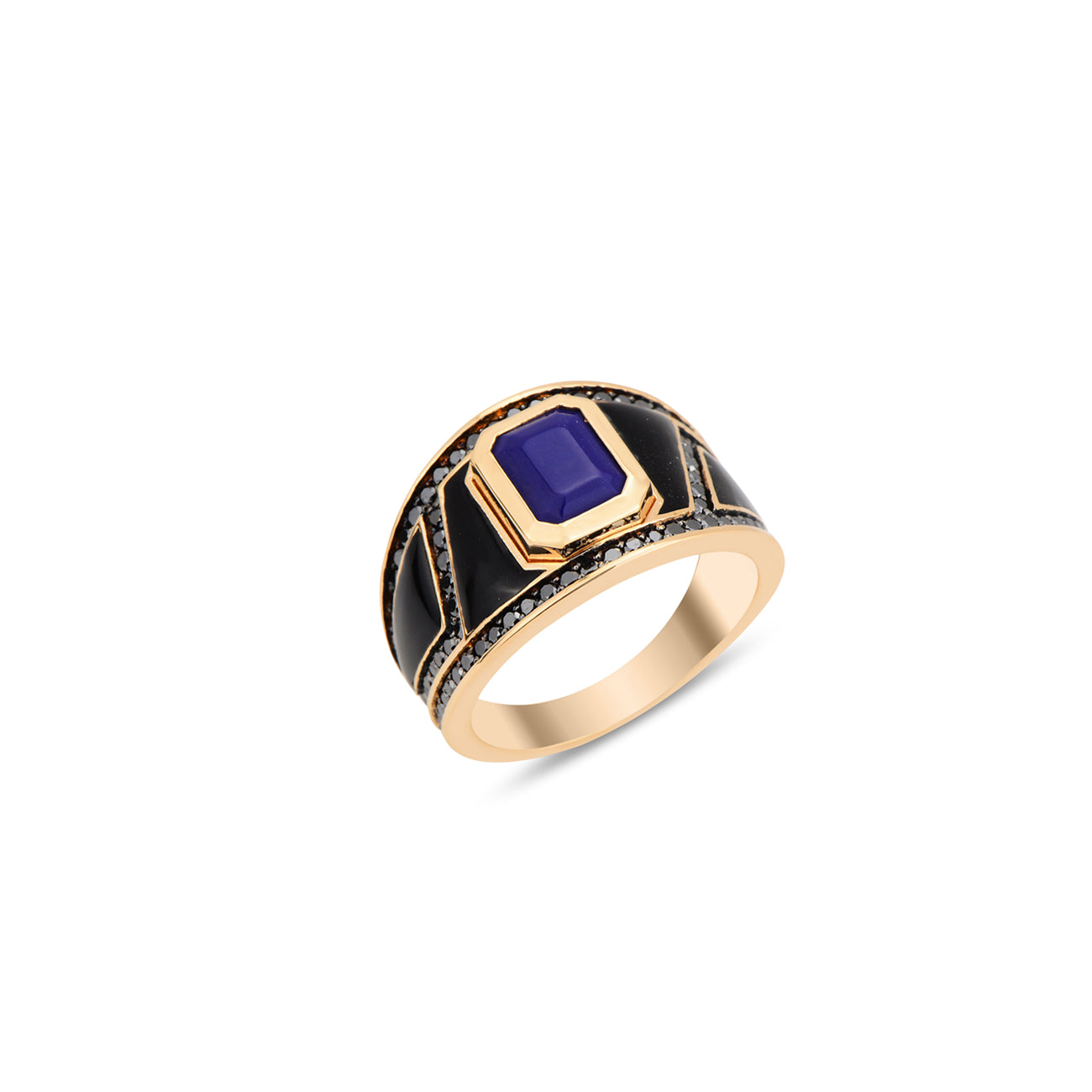 Black Shield Signet Ring Lapis Lazuli