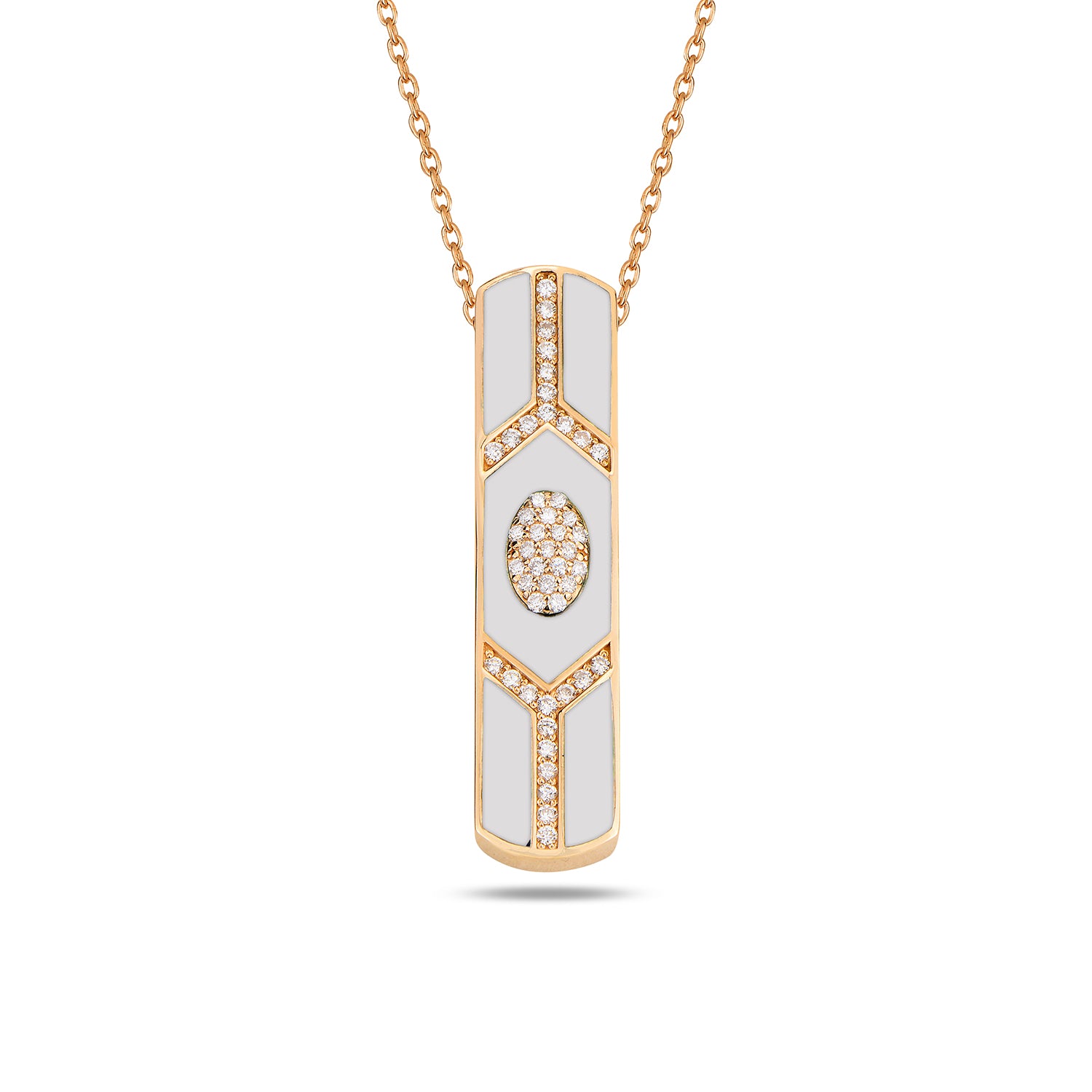 Shield Bar Pendant - White Enamel