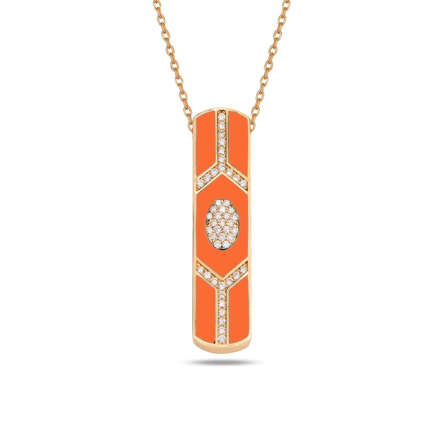 Shield Bar Pendant - Coral Enamel