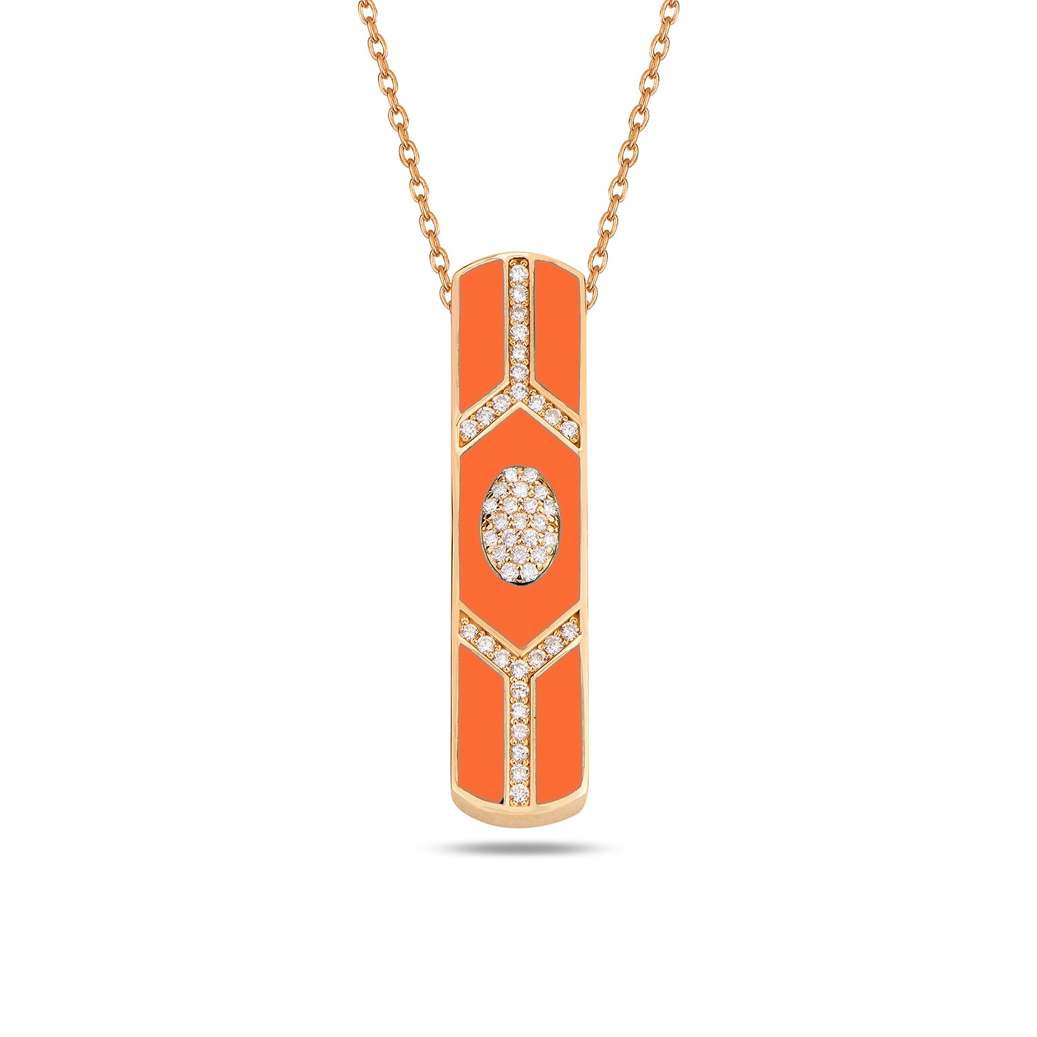 Fizzy Shield Bar Pendant - Coral Enamel