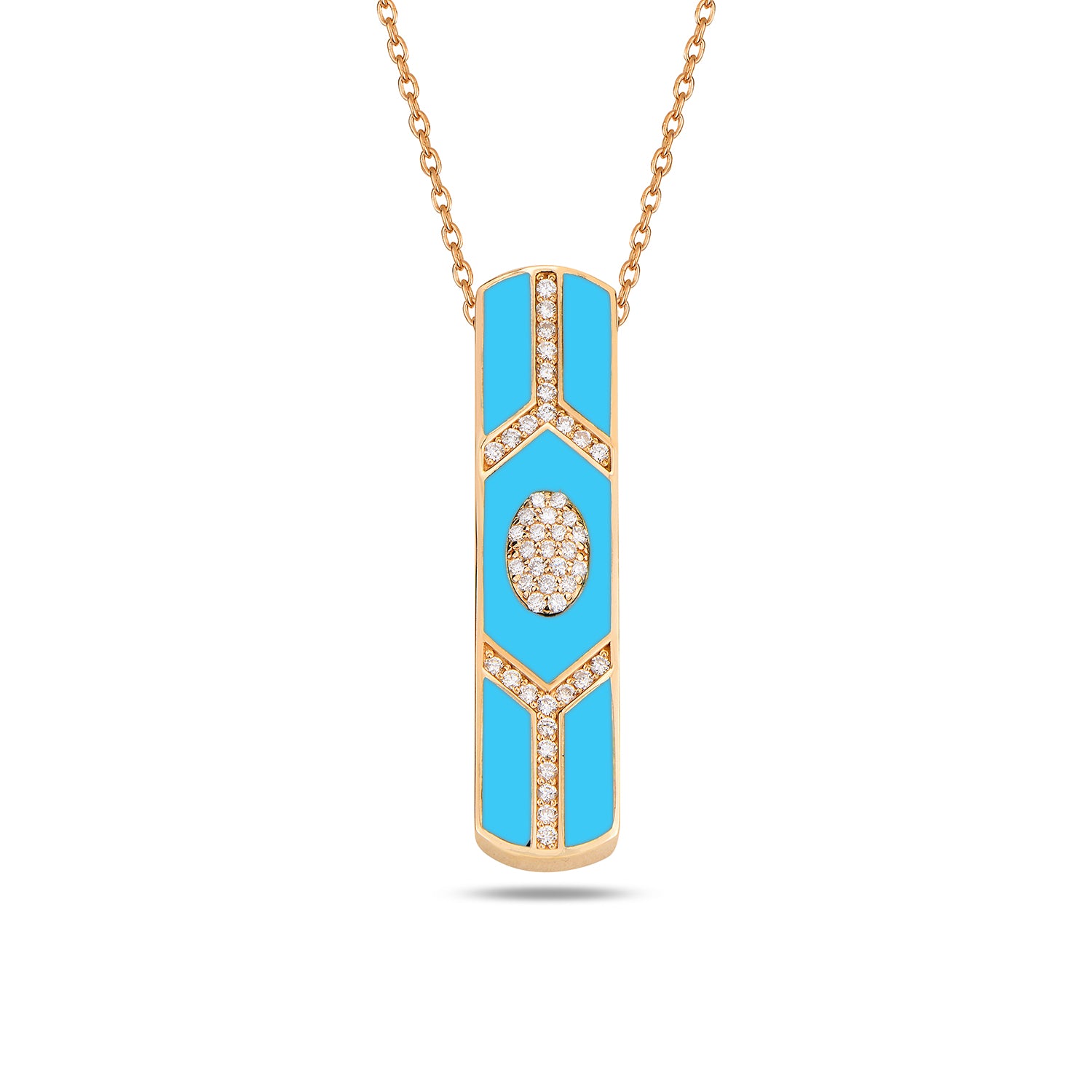 Shield Bar Pendant - Turquoise Enamel