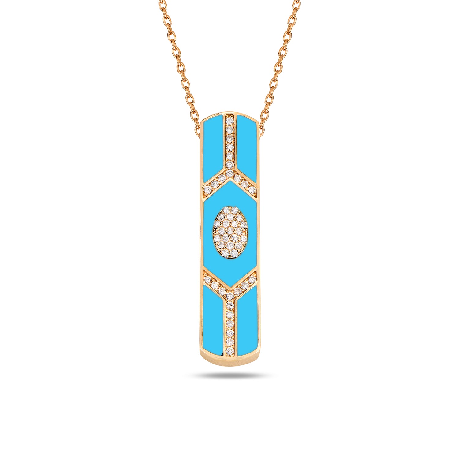 Fizzy Shield Bar Pendant - Turquoise Enamel