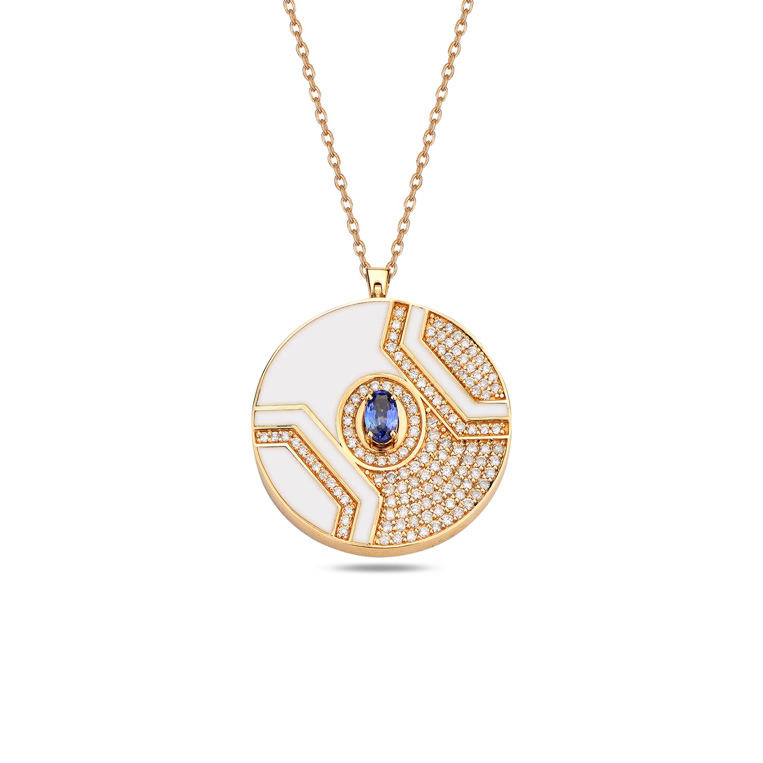 Epoca Coin White Pendant with Sapphire