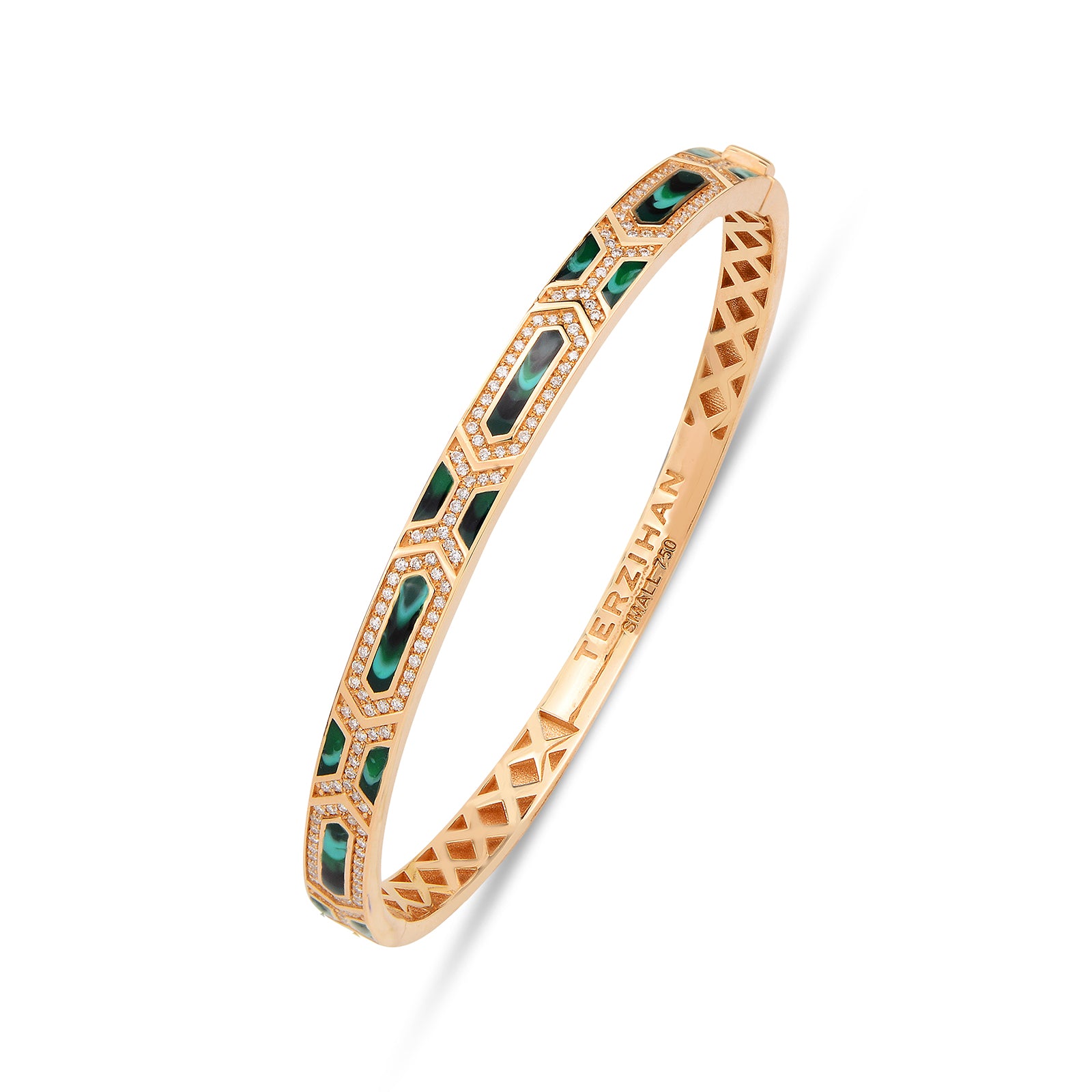 Shield Slim Bracelet - Green Mother Of Pearl Enamel