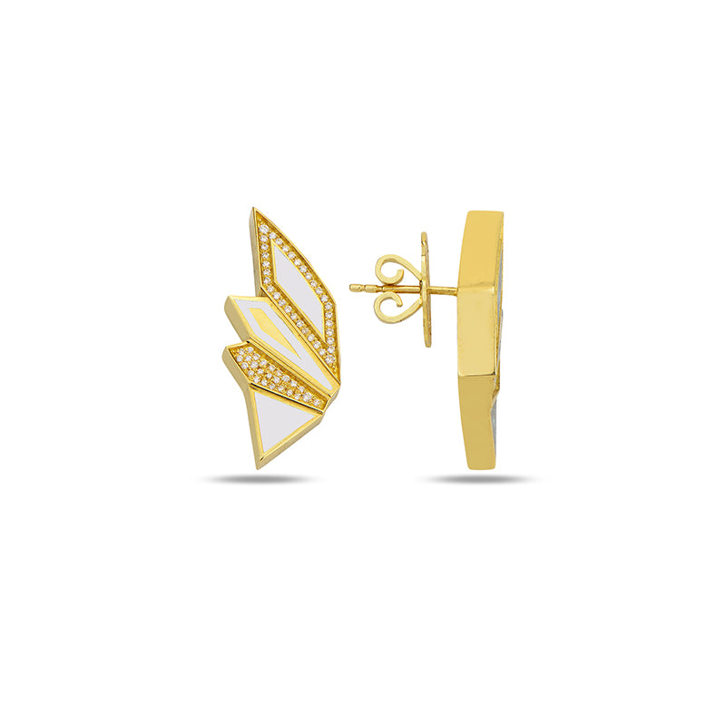 Alis Mini Earrings with White Enamel