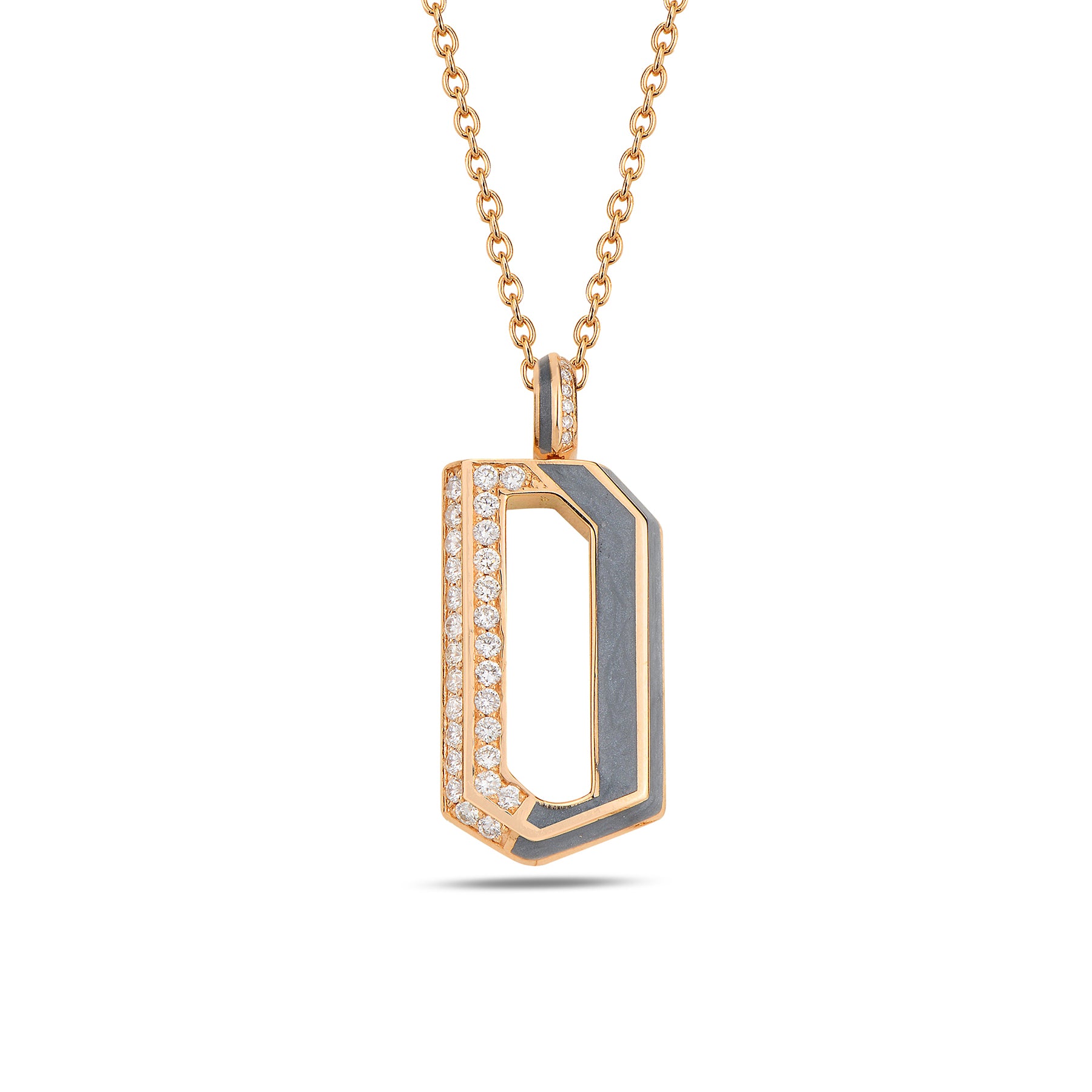 Flow Chain Pendant - Rhodium Enamel