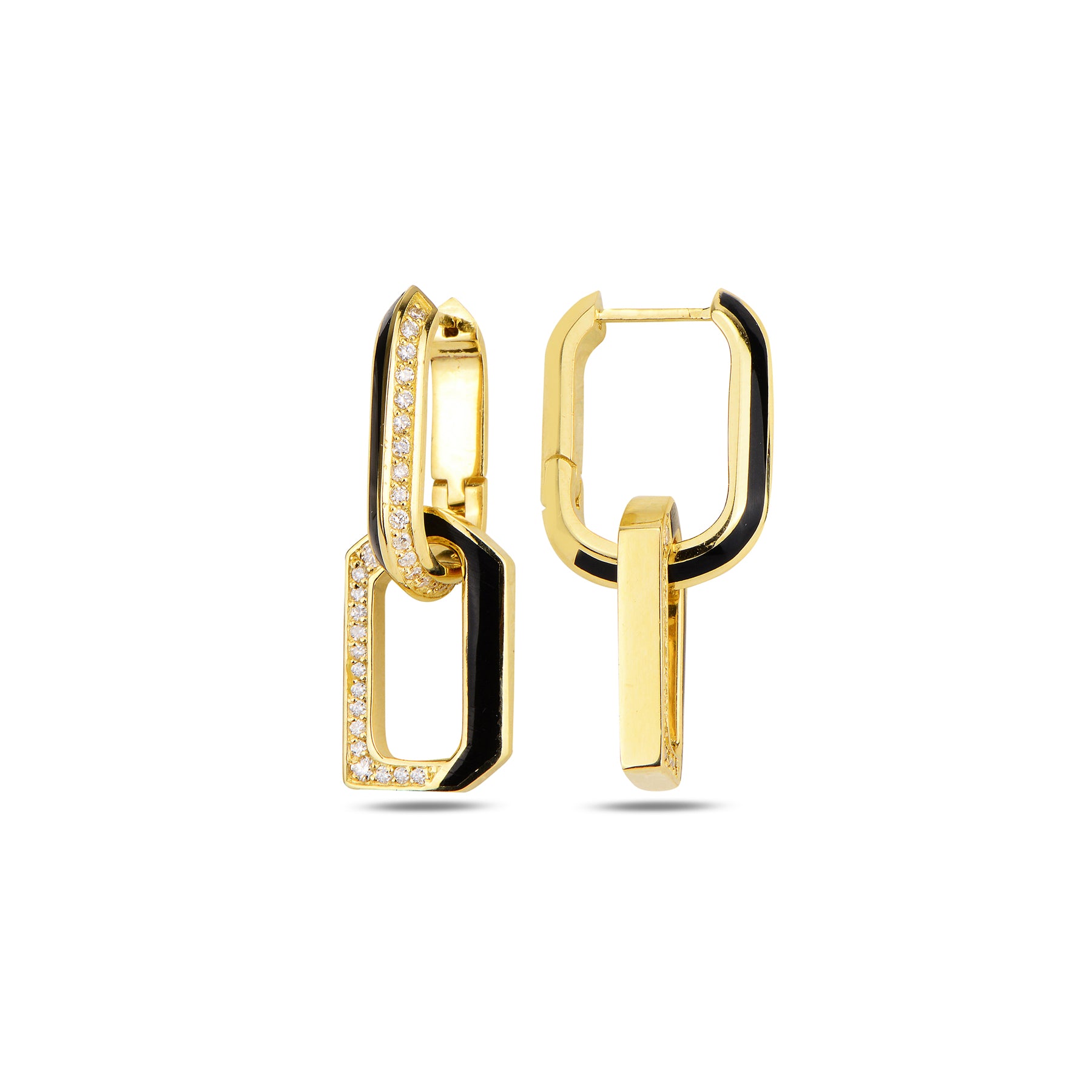 Flow Chain Earrings - Black Enamel