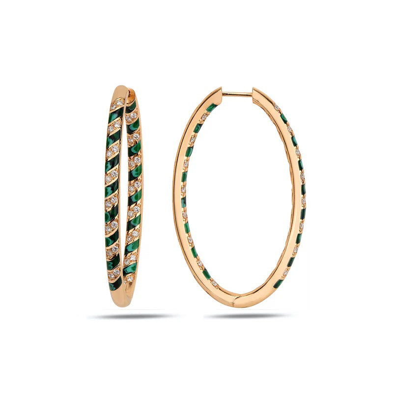 Tornado Maxi Hoops - Green Mother of Pearl Enamel