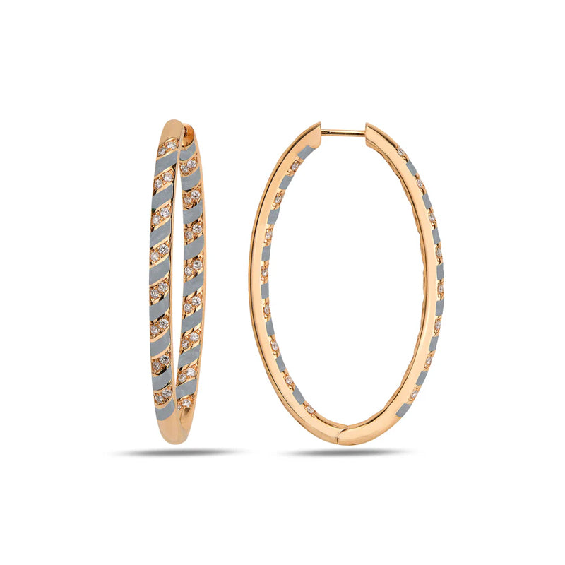 Tornado Maxi Hoops - Rhodium Enamel