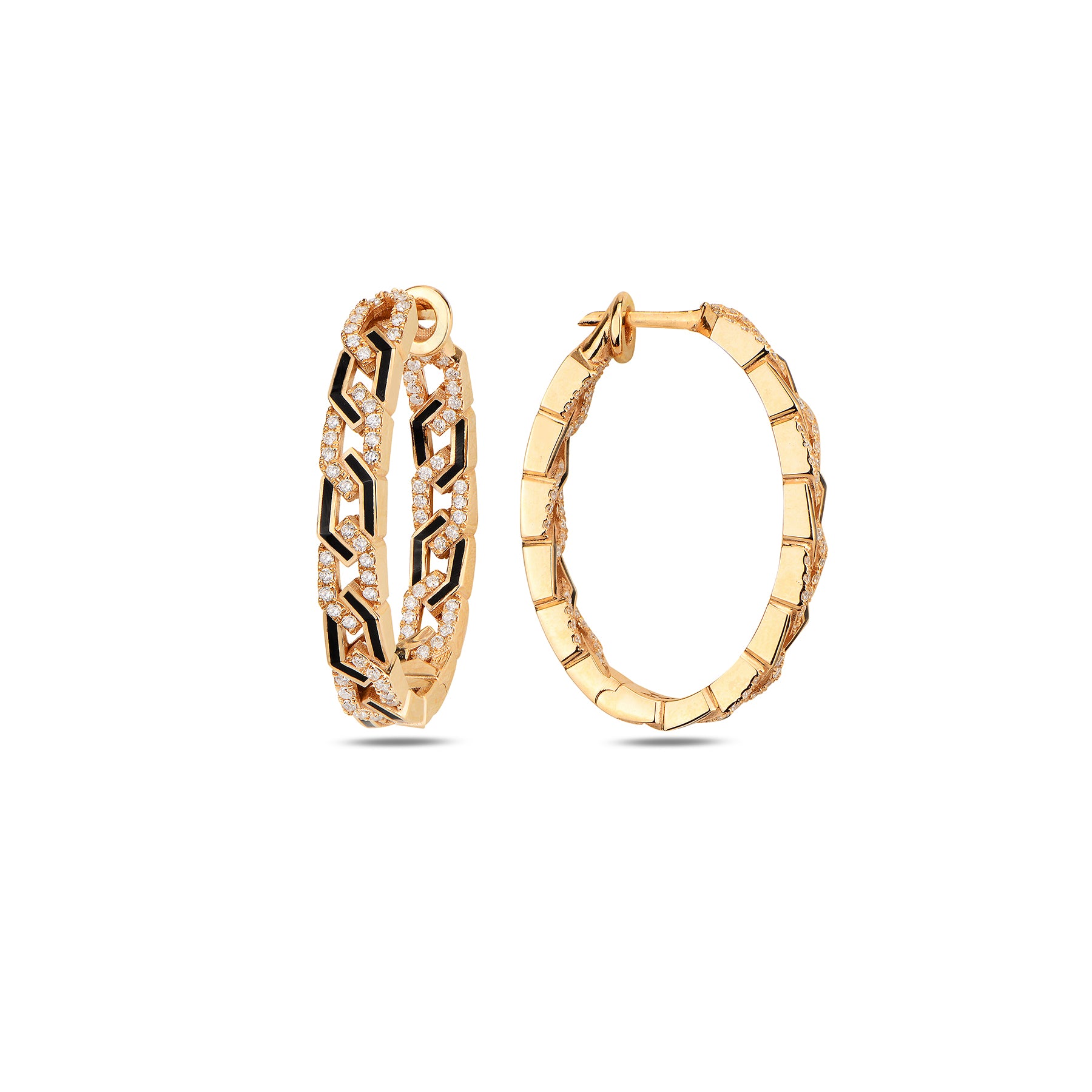 Rebel Earrings with Diamonds - Black Enamel