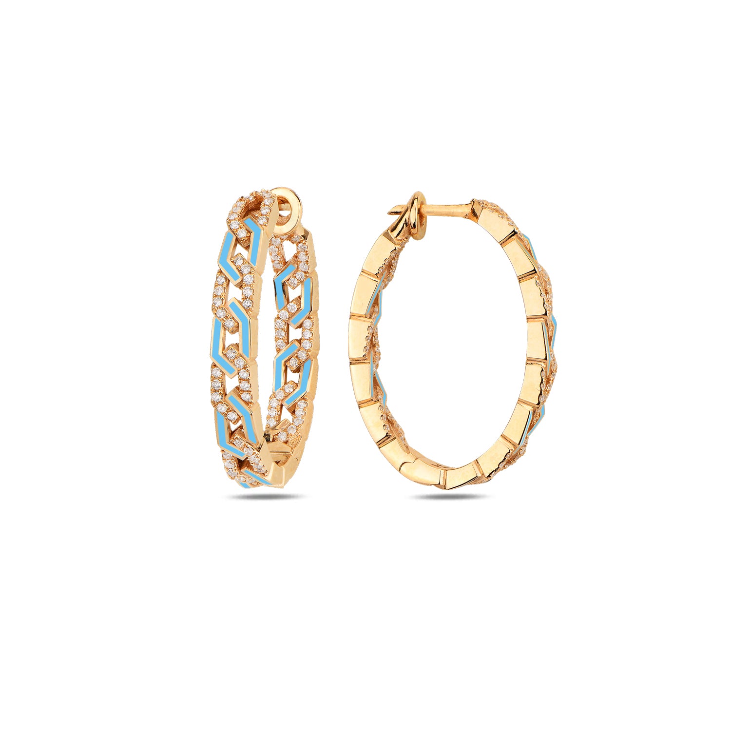 Rebel Earrings with Diamonds - Turquoise Enamel