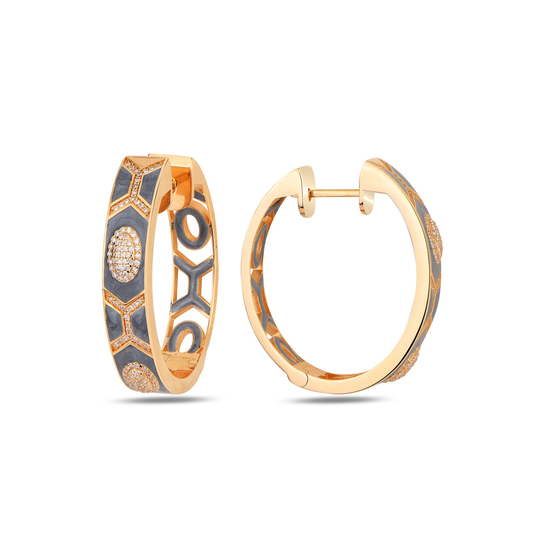 Shield Maxi Hoops with Rhodium Enamel
