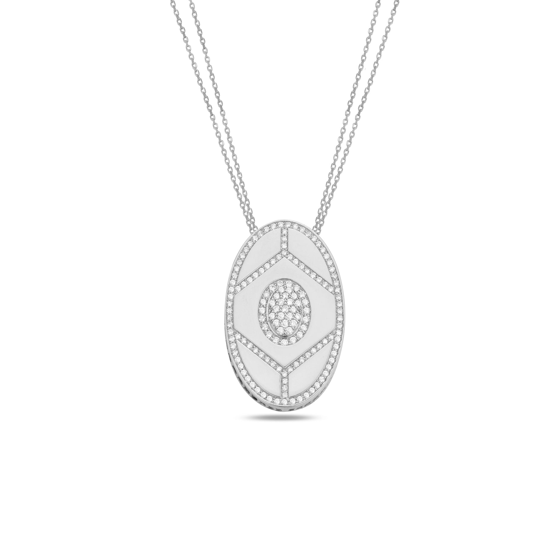 Shield Colorless Pendant - White Gold