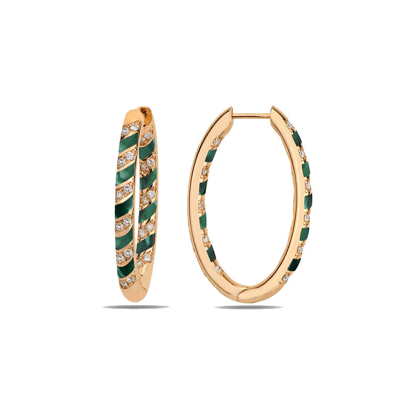 Tornado Mini Hoops - Green Mother of Pearl Enamel