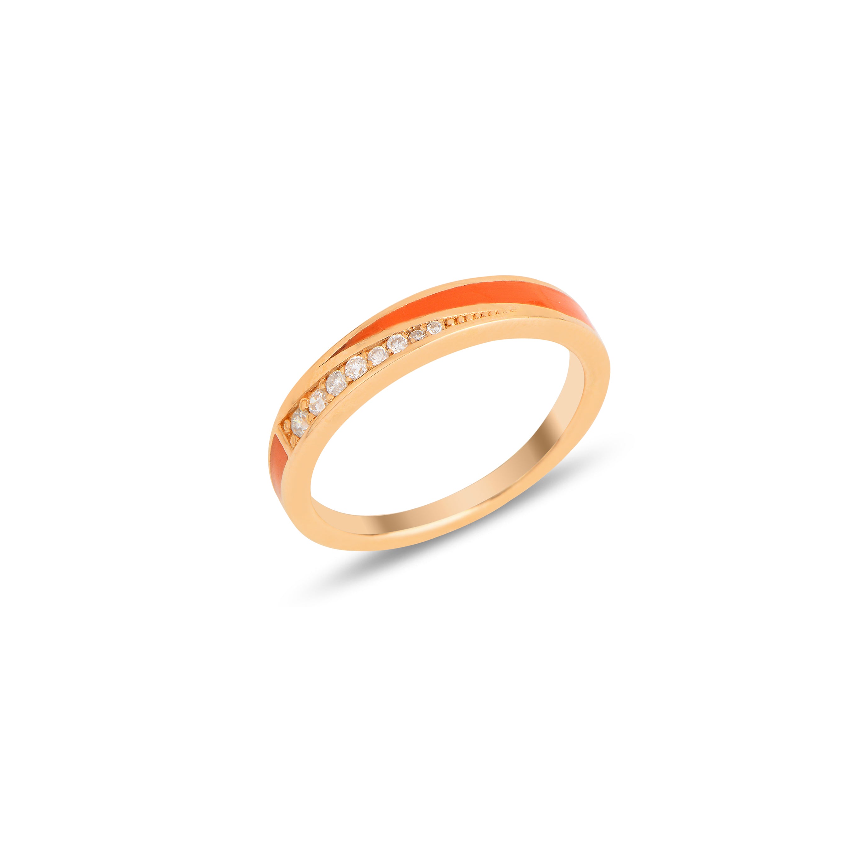 Flow Slim Ring with Coral Enamel