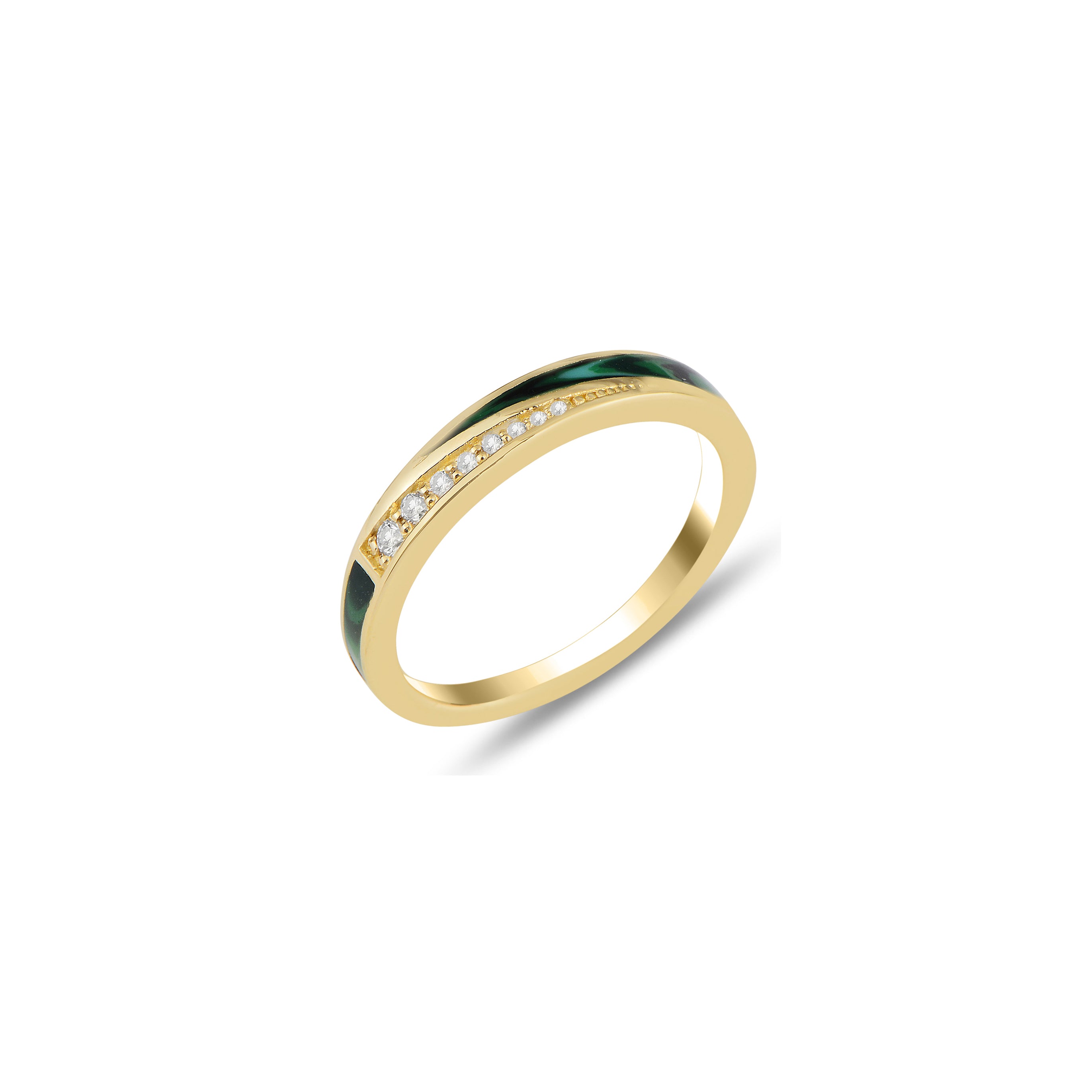 Flow Slim Ring with Malachite Green Enamel