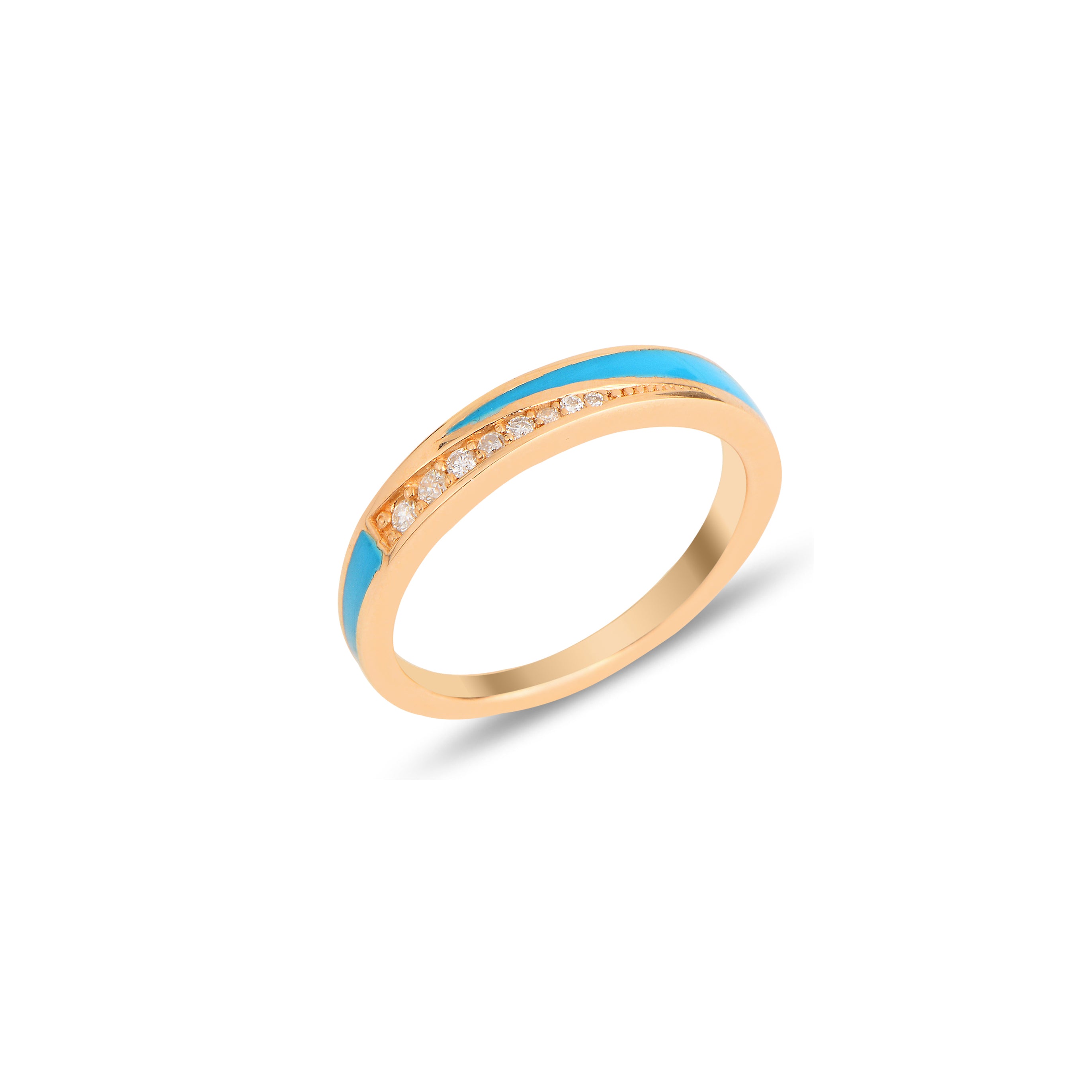 Flow Slim Ring with Baby Blue Enamel