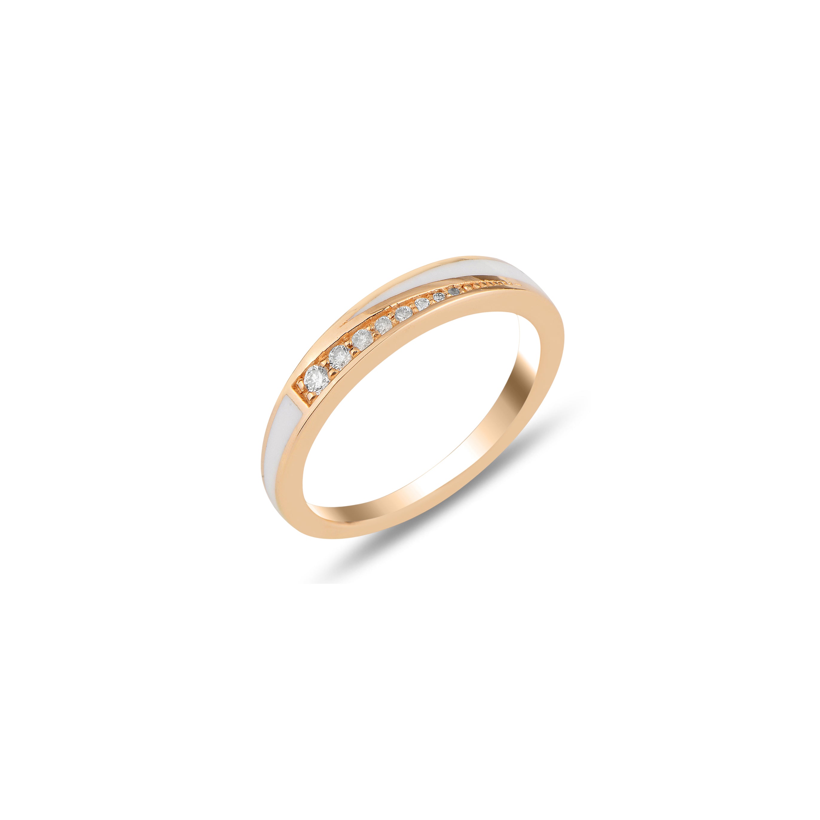 Flow Slim Ring with White Enamel