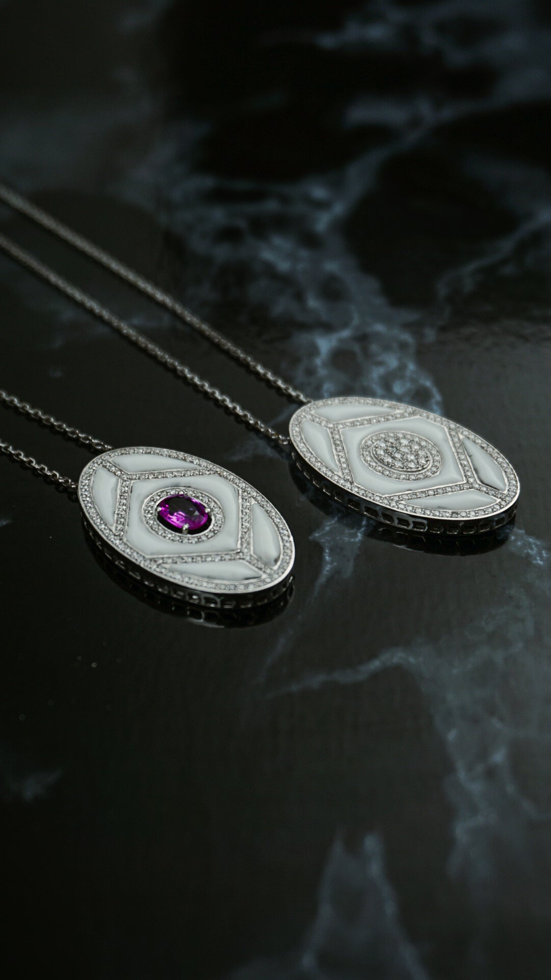 Shield Pendant - White Enamel