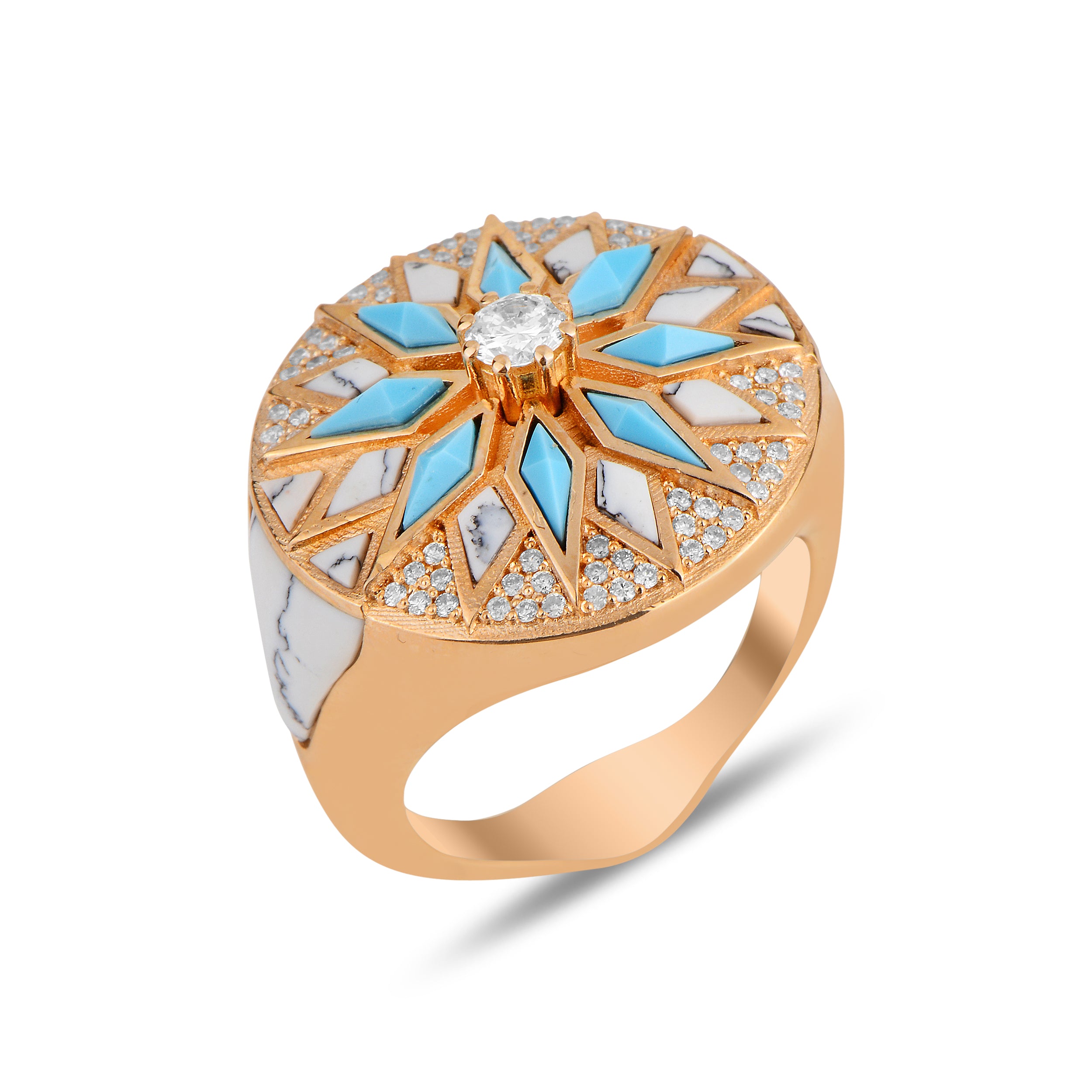 Nord Ring - Turquoise & White Agathe